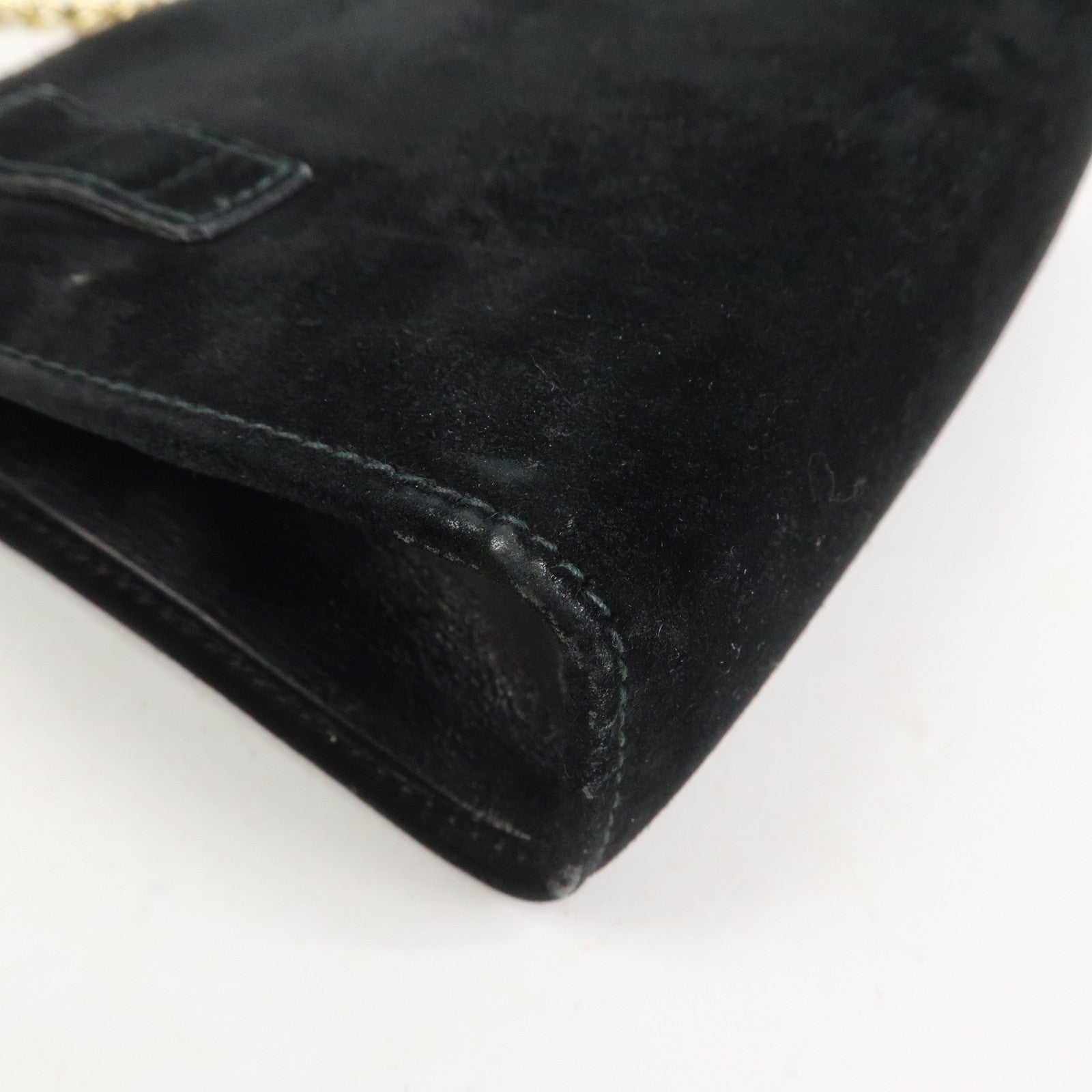 Ferragamo Gancini Suede Leather Chain Shoulder Bag Black