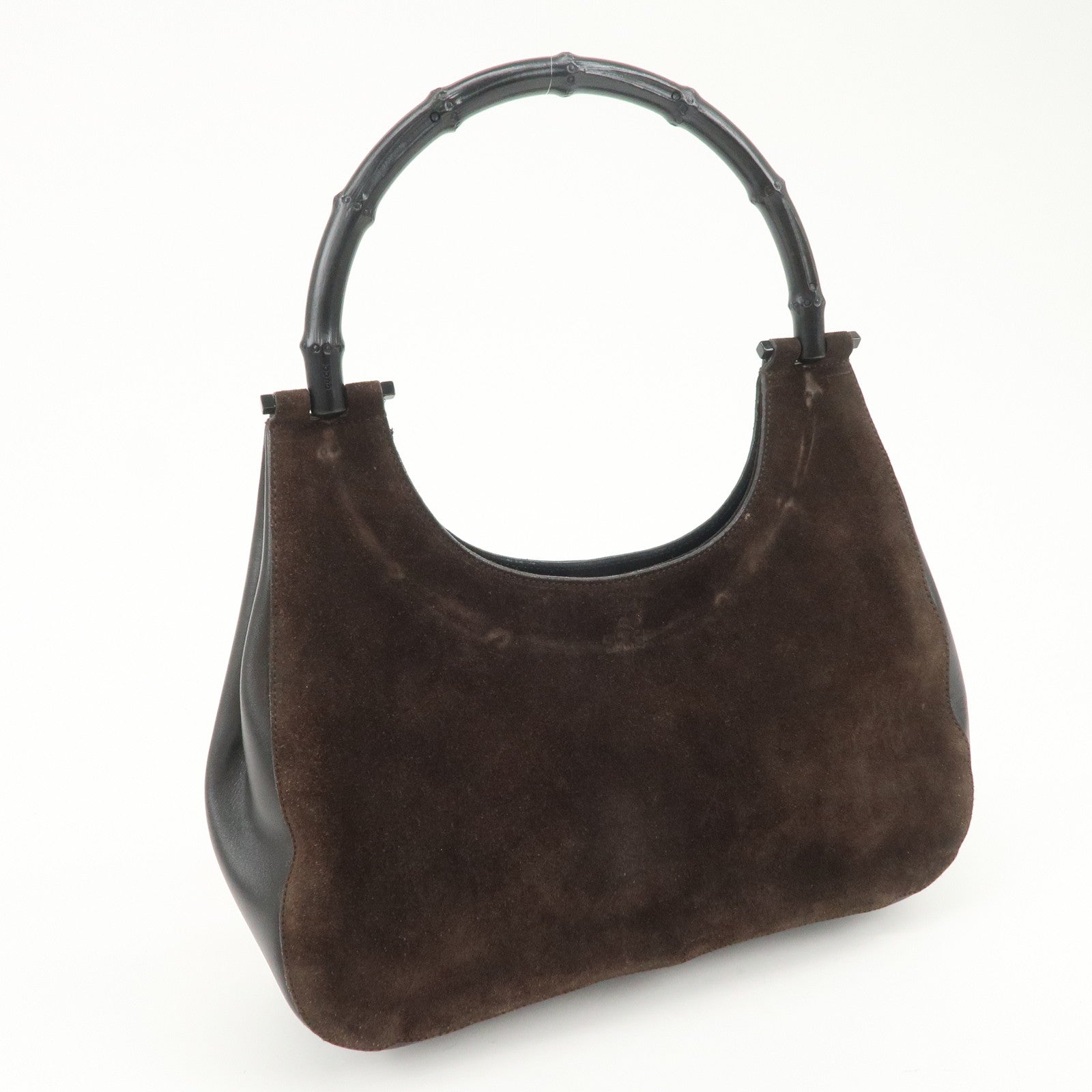 GUCCI Bamboo Suede Leather Shoulder Bag Hand Bag Brown 001 3739