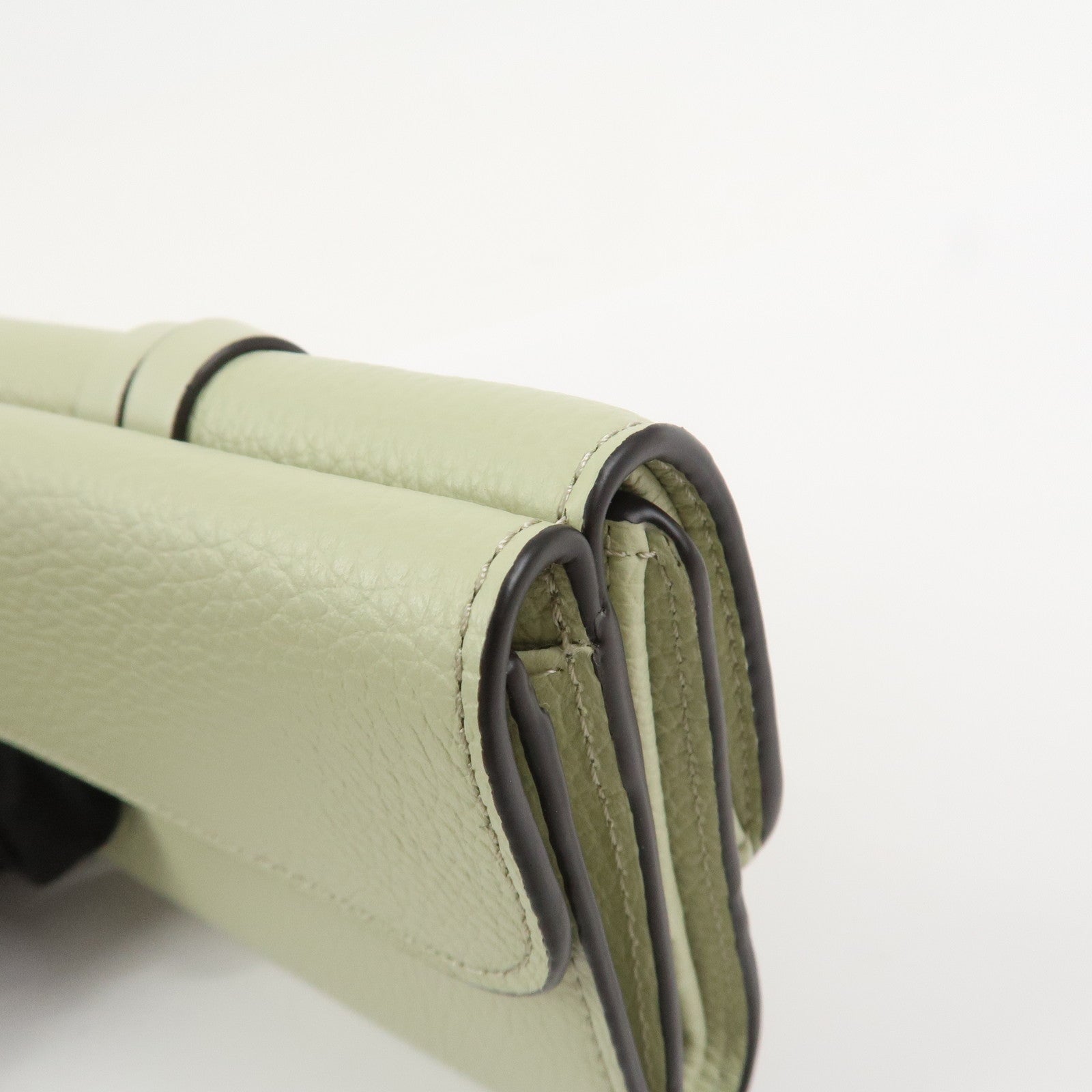 Chloe Leather Small Alphabet Tri-fold Compact Wallet Light Green