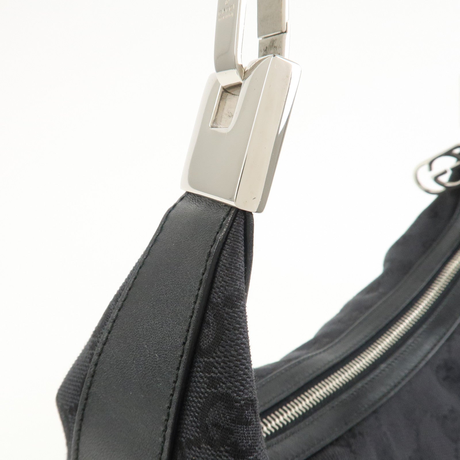 GUCCI Logo GG Canvas Leather Shoulder Bag Hand Bag Black 001.3814