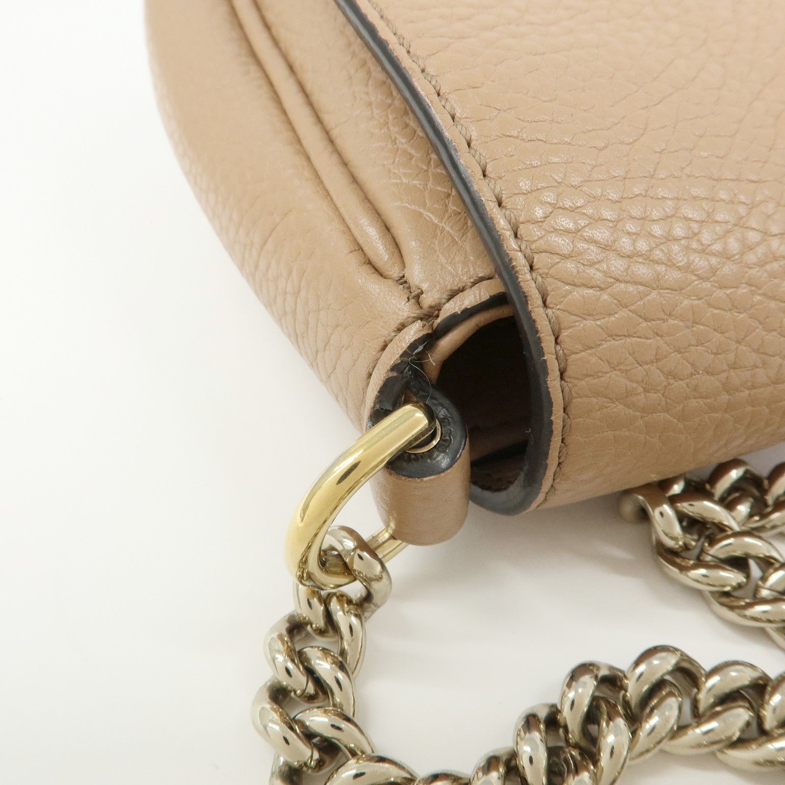 GUCCI SOHO Leather Chain Shoulder Bag Crossbody Bag Beige 536224