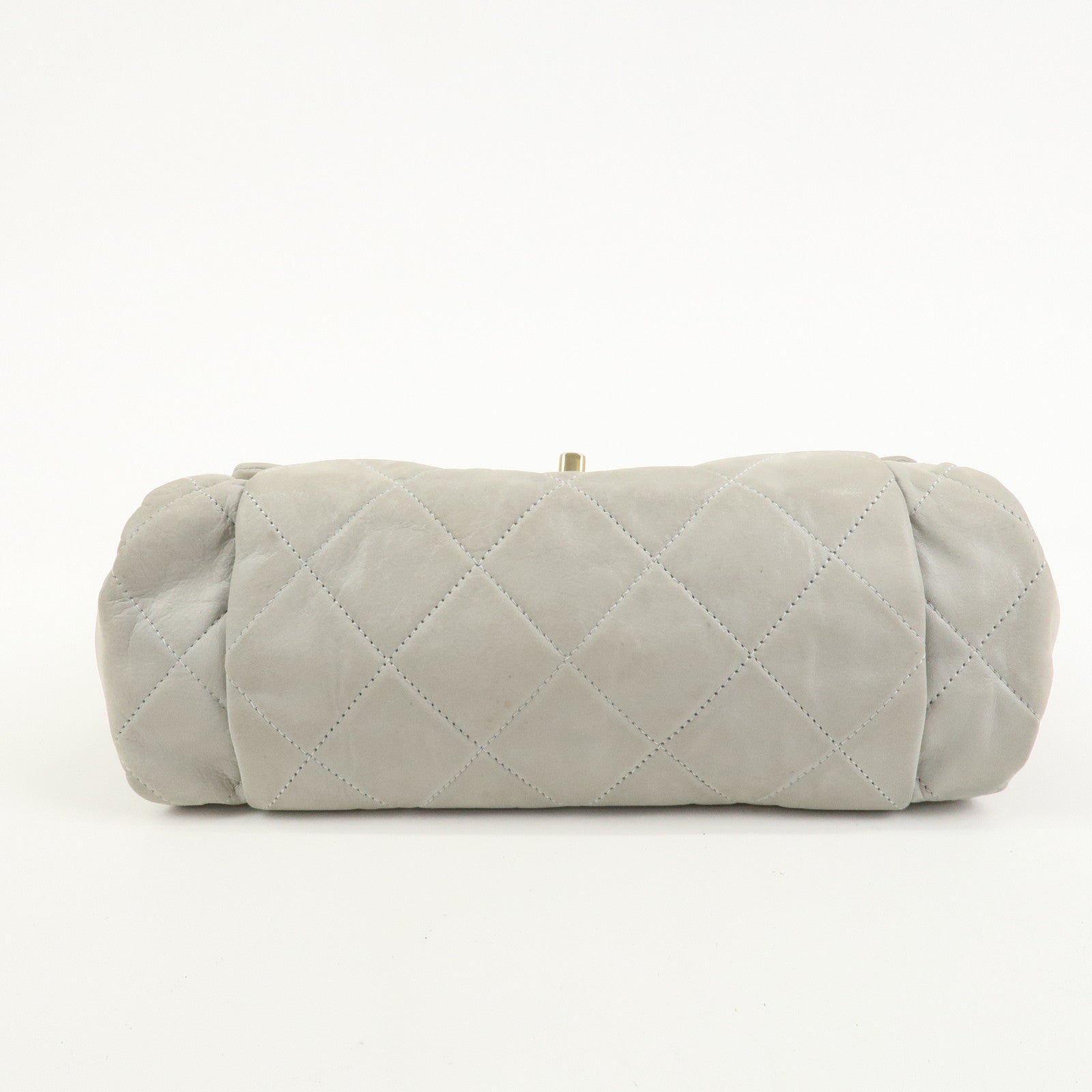 CHANEL Matelasse COCO Mark Shiny Lamb Skin Chain Shoulder Bag Gray
