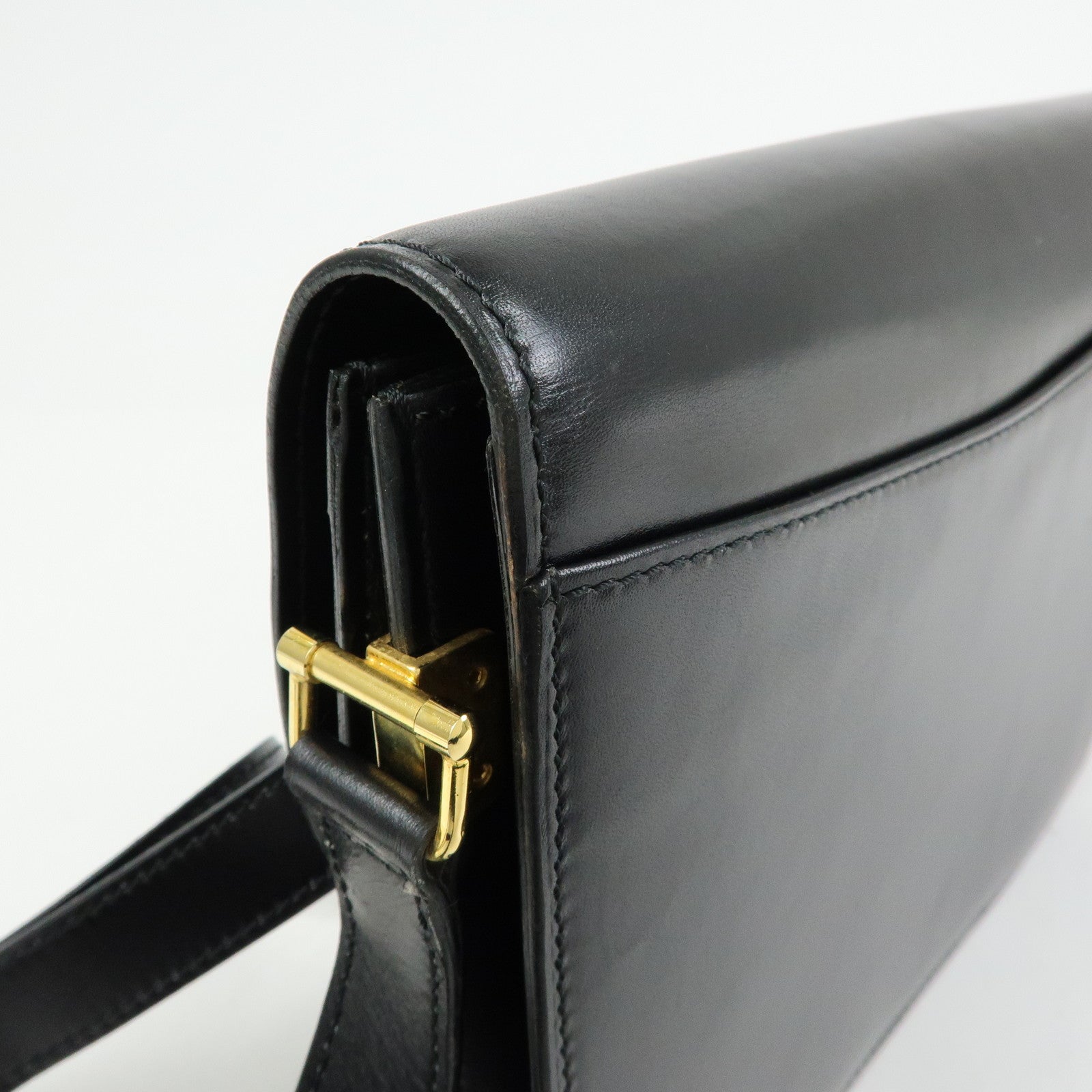 CELINE Leather Shoulder Bag Crossbody Bag Black