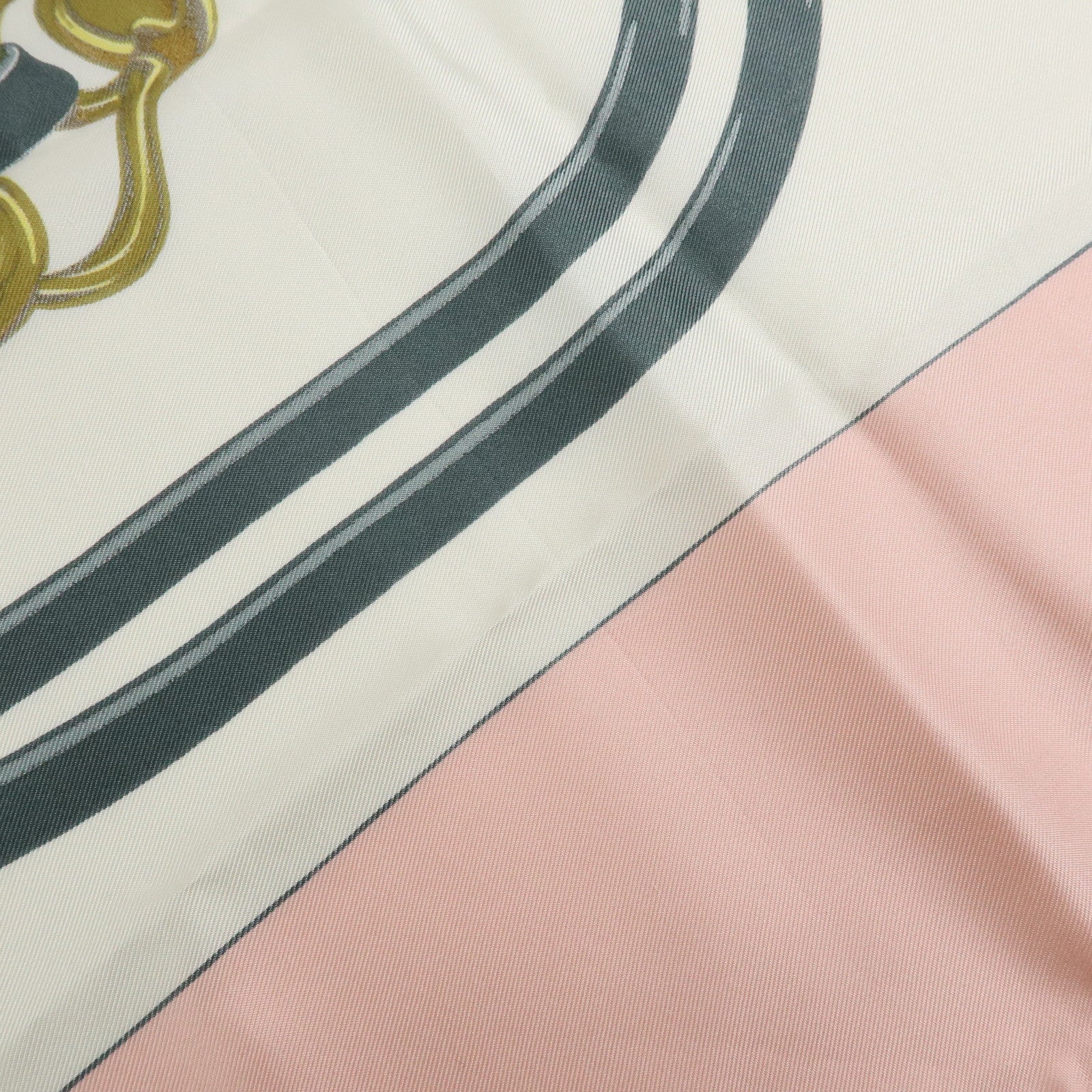 HERMES Carre 90 Silk 100% BRIDES DE GALA Scarf Light Pink White