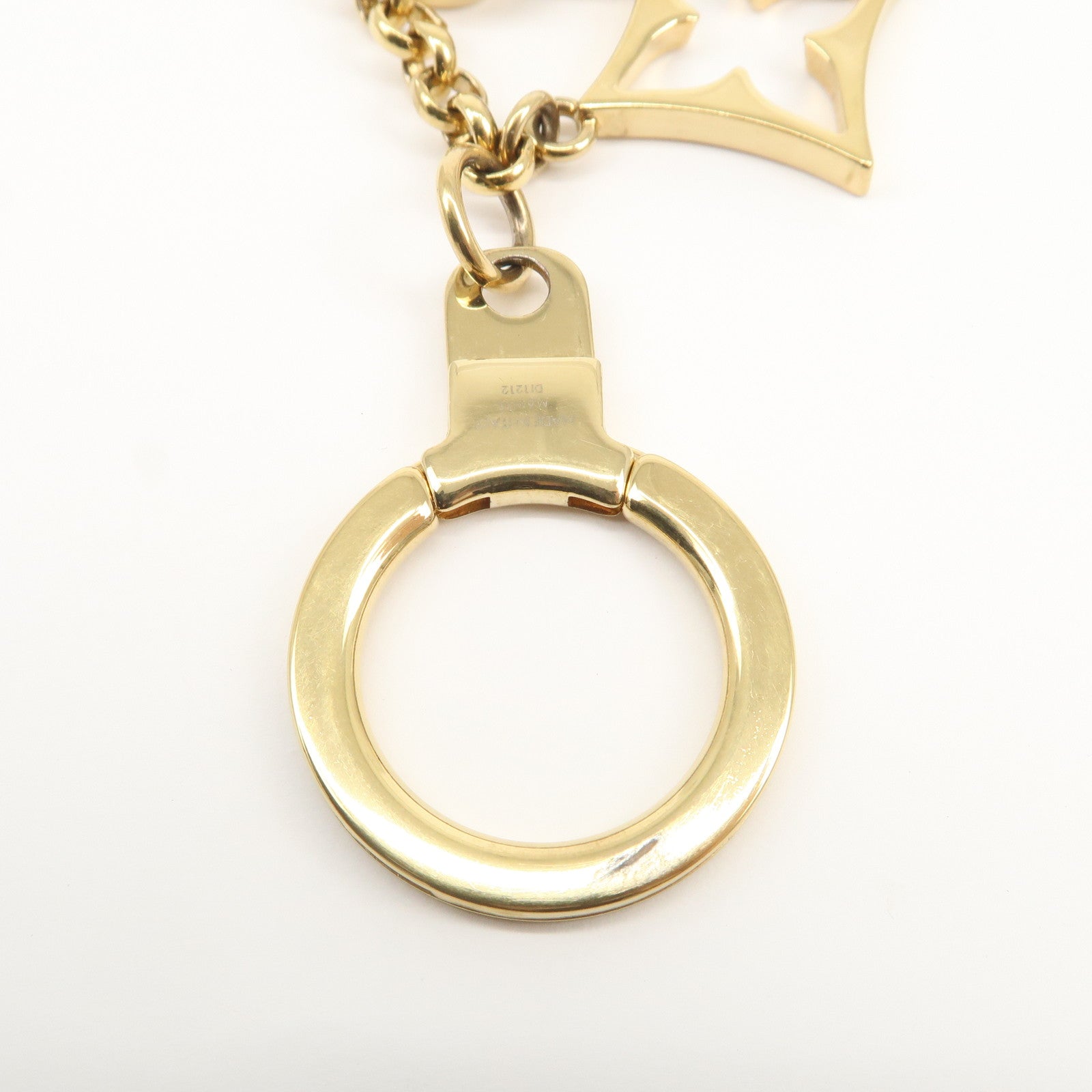 Louis Vuitton Fleur de Monogram Bag Charm Key Chain Gold M65111