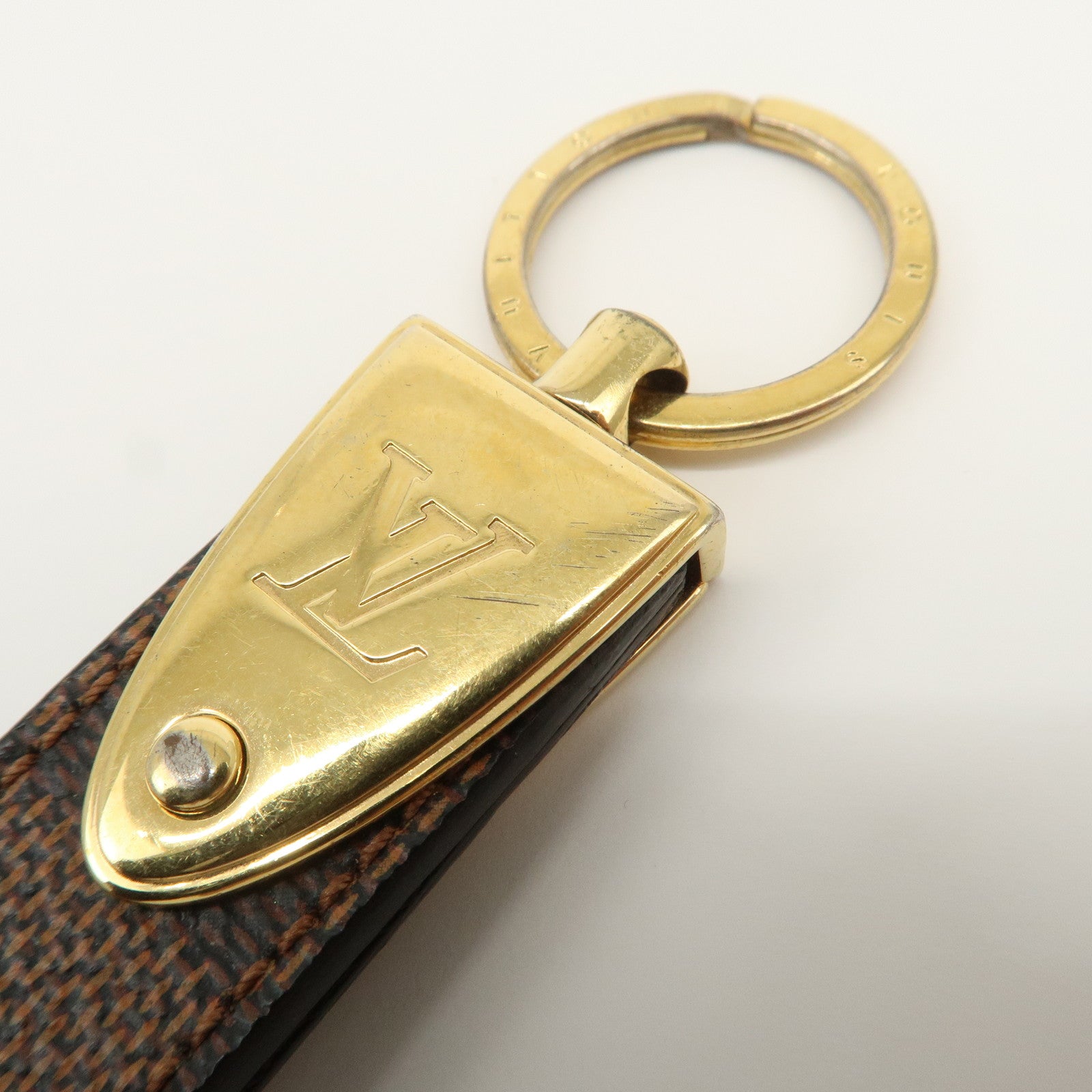Louis Vuitton Damier Porte Cles Dragonne Key Ring Brown M65050