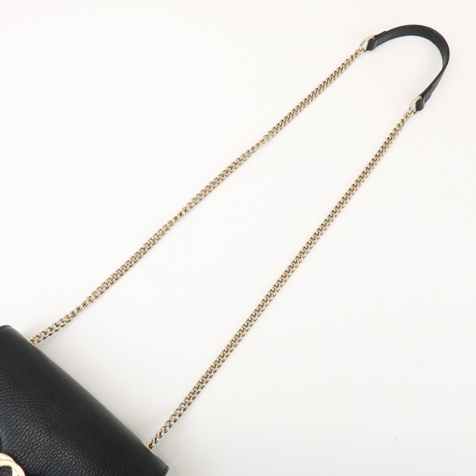 GUCCI Interlocking G Leather Chain Shoulder Hand Bag Black 510304