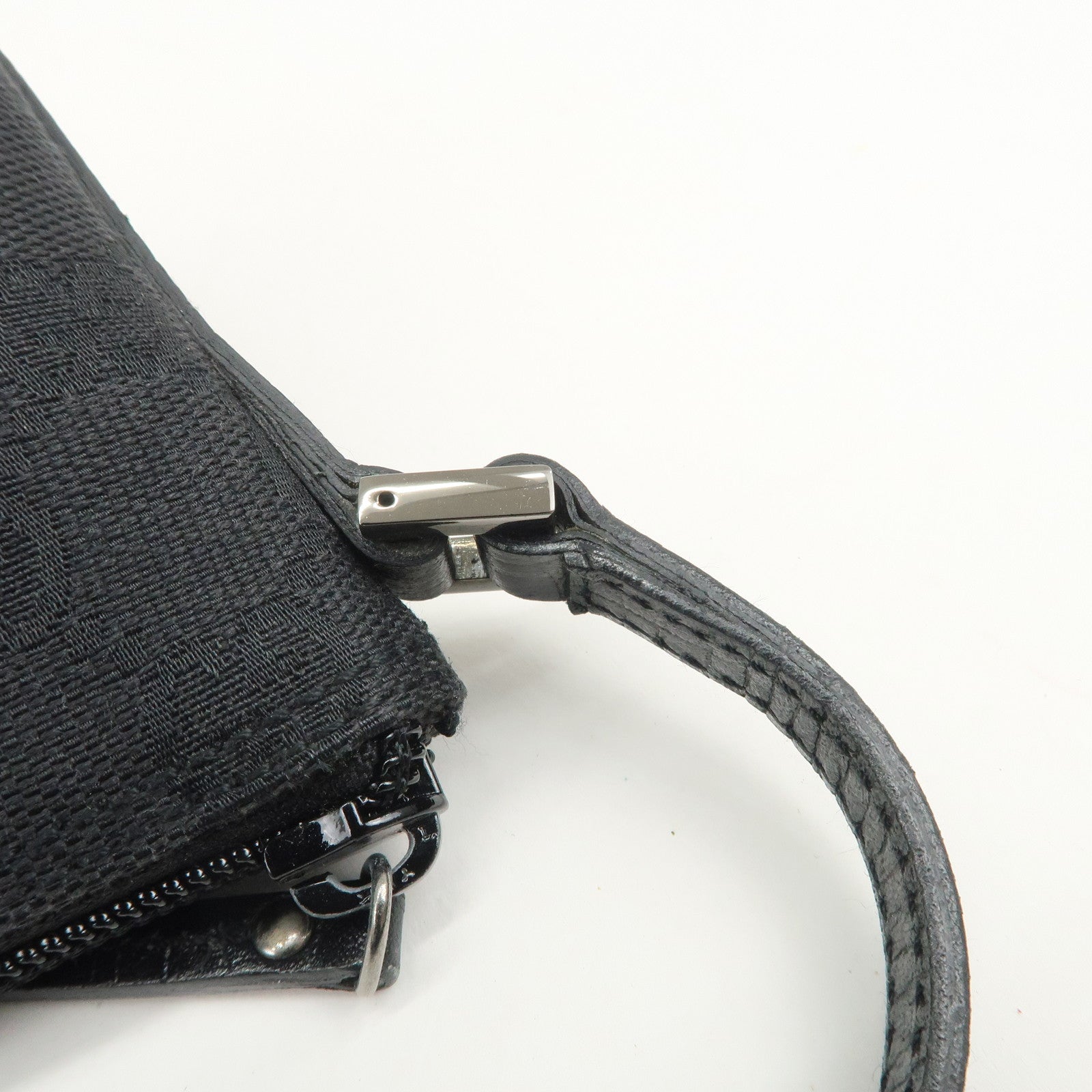 GUCCI  Boat Bag GG Monogram Canvas Leather Hand Bag Black 07198