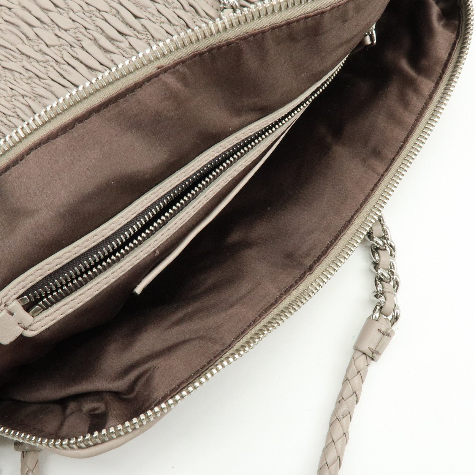 MIU MIU Matelasse Nappa Leather Tote Bag Shoulder Bag Gray