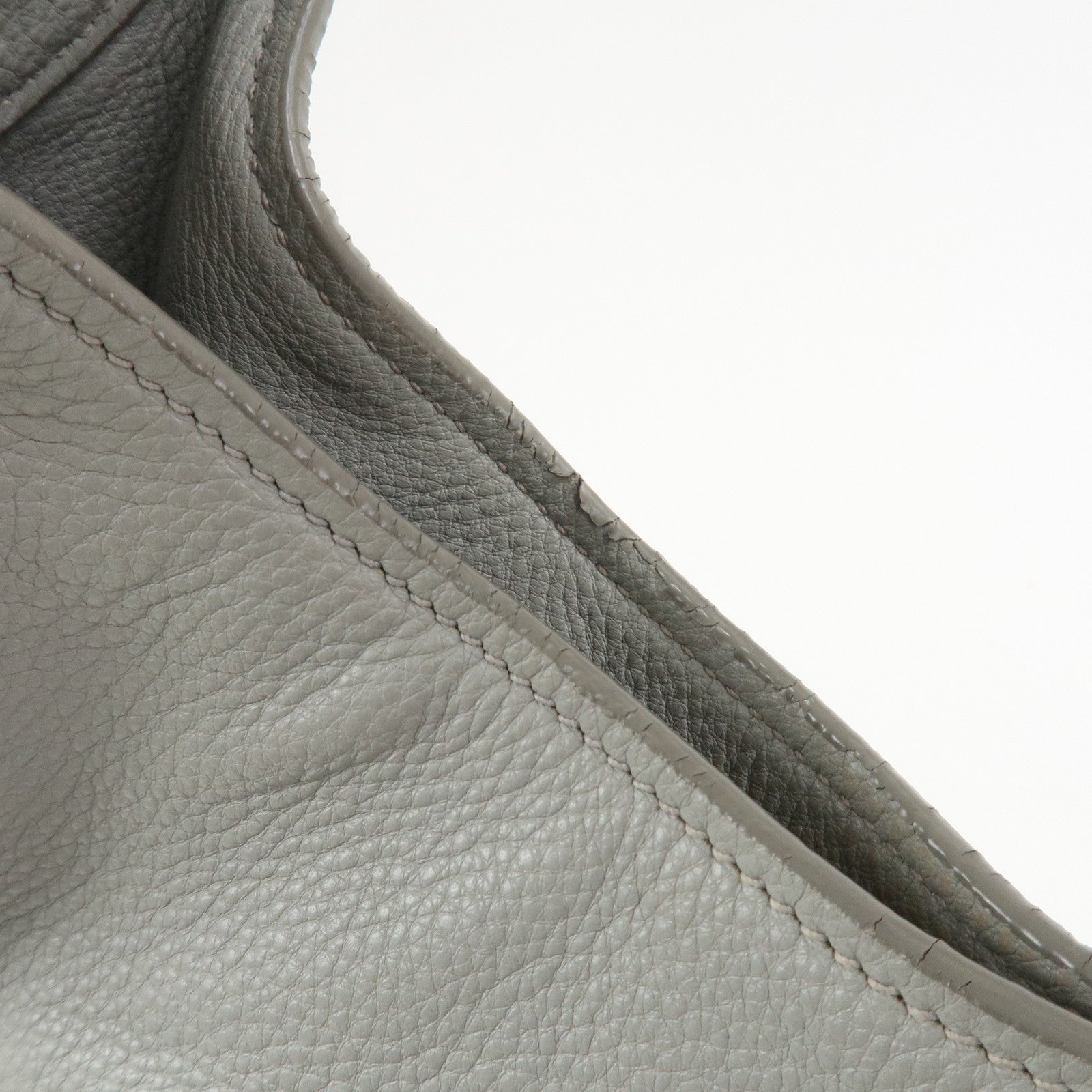 PRADA Logo Leather Shoulder Bag Hand Bag Gray 1BC013