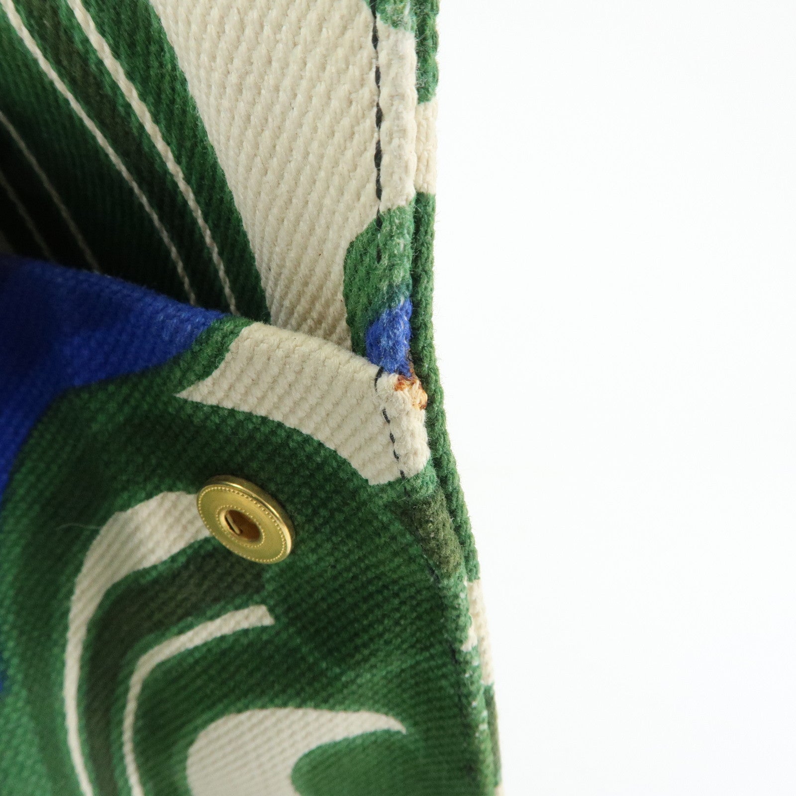 MIU MIU Canvas Leather Tote Bag Hand Bag Green Natural