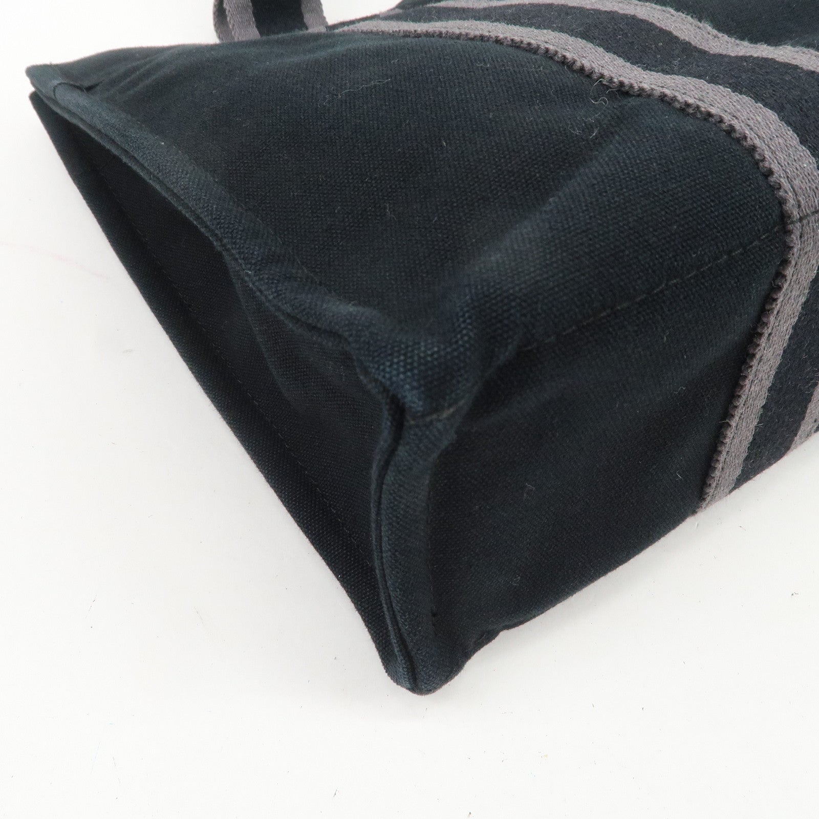 HERMES Fourre Tout PM Logo Canvas Tote Bag Hand Bag Black