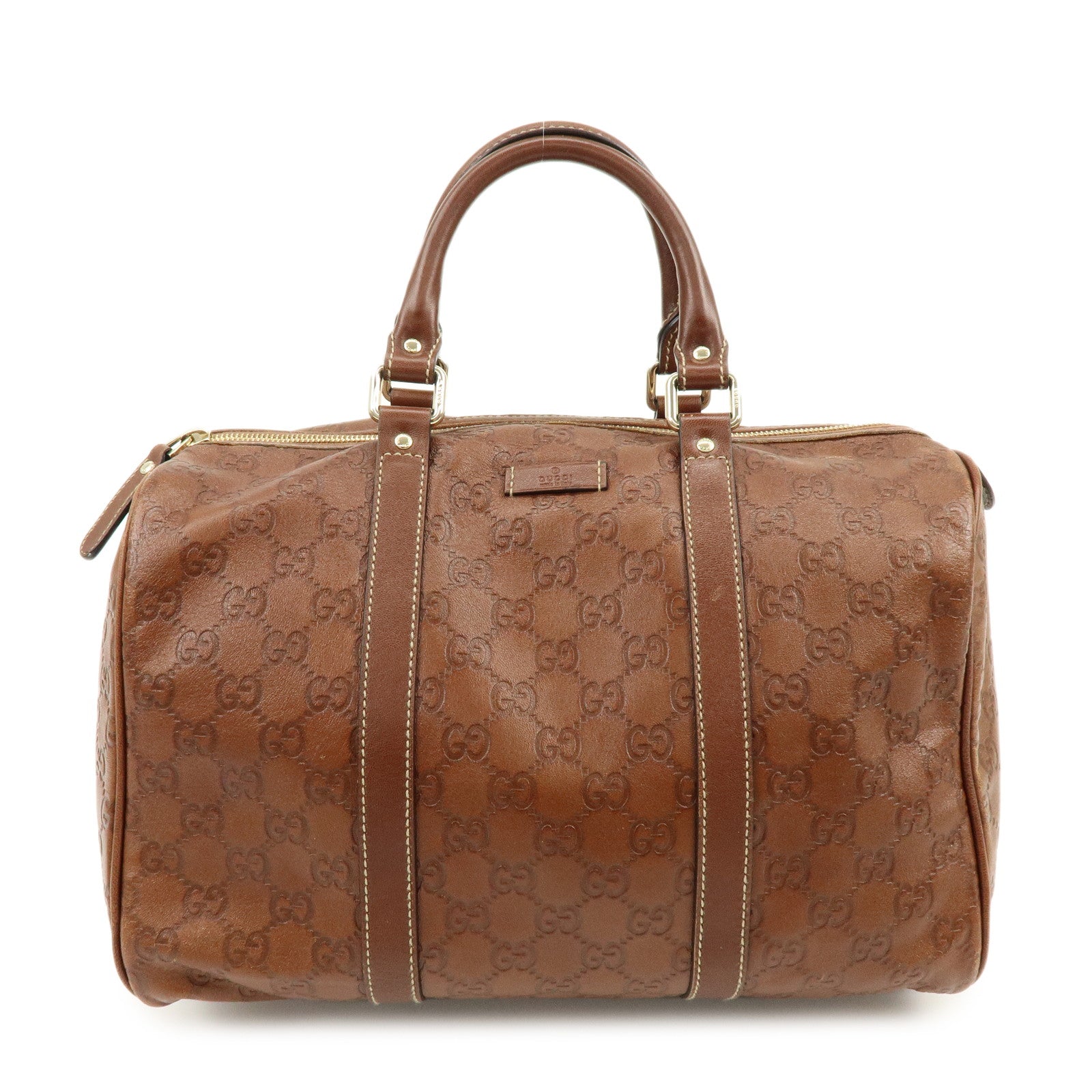 GUCCI Guccissima Leather Boston Bag Hand Bag Brown 193603
