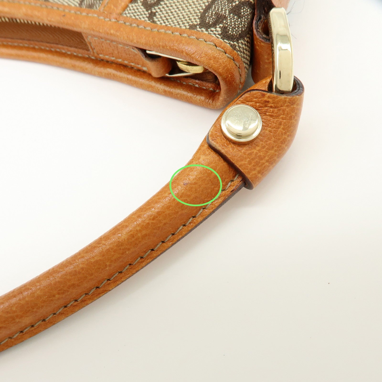 GUCCI Abbey GG Canvas Leather Shoulder Hand Bag Beige Orange 130939