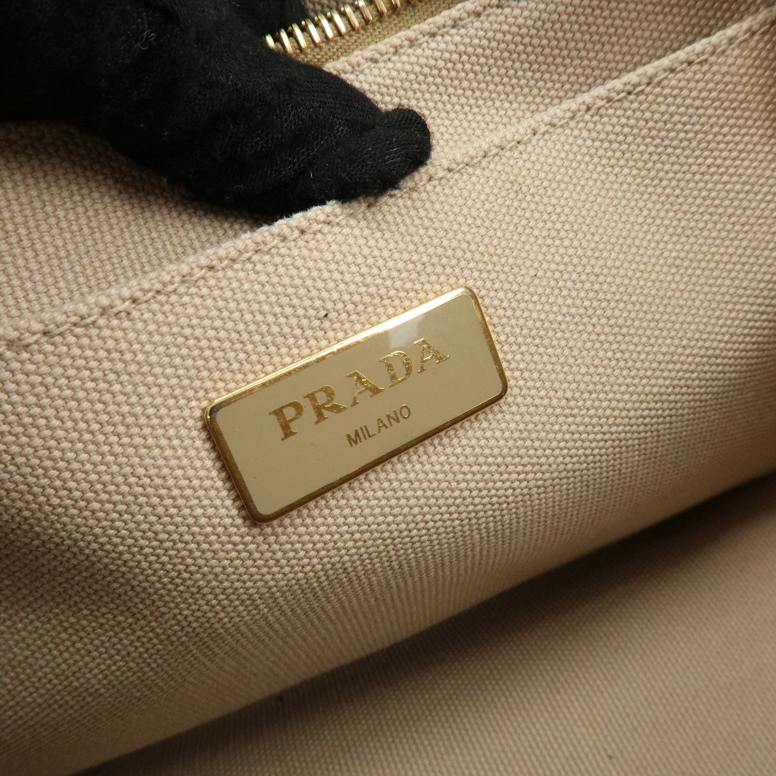 PRADA Logo Canapa Mini Canvas 2Way Bag Hand Bag Beige 1BG439