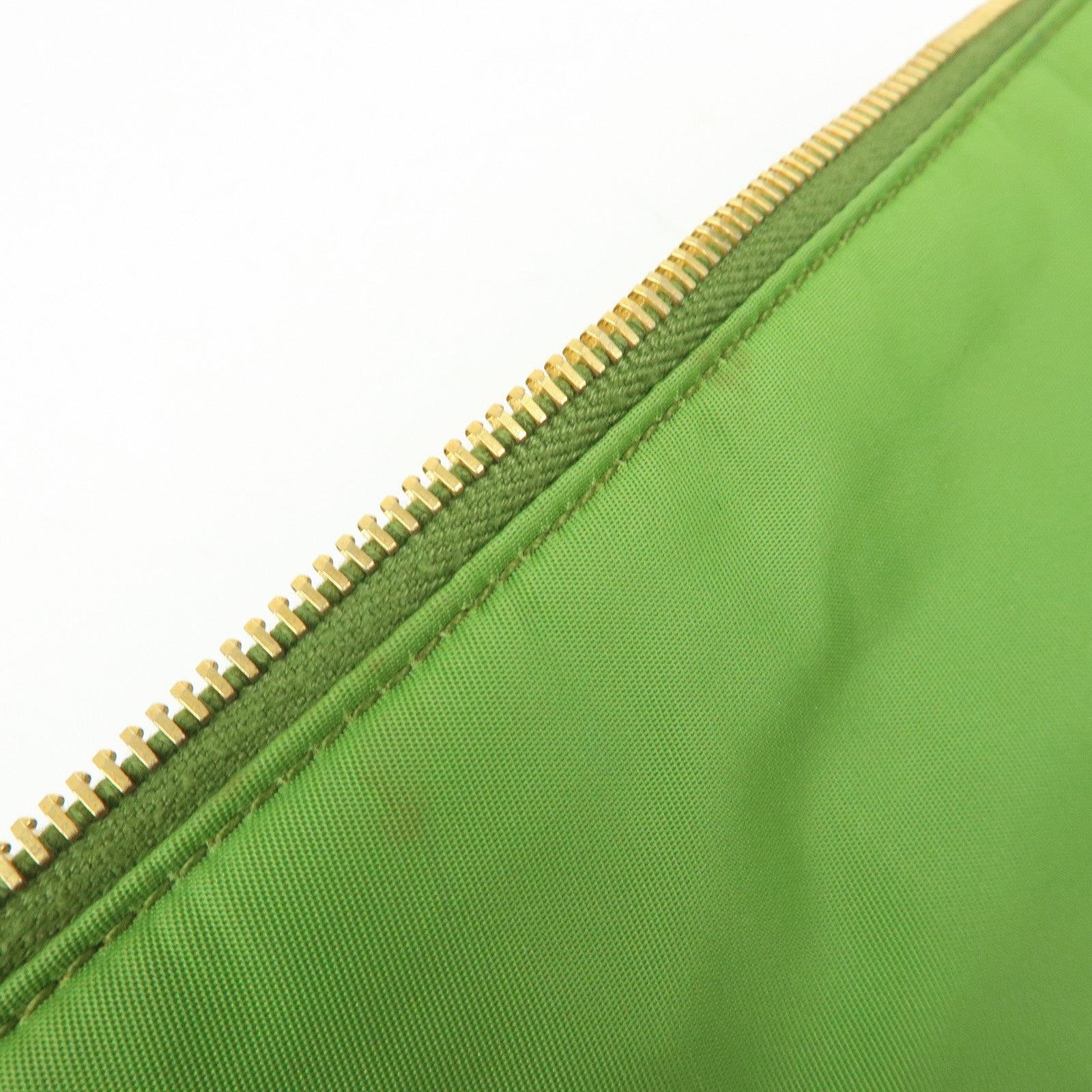 PRADA Bijou Nylon Stone Chain Shoulder Bag Clutch Bag Green