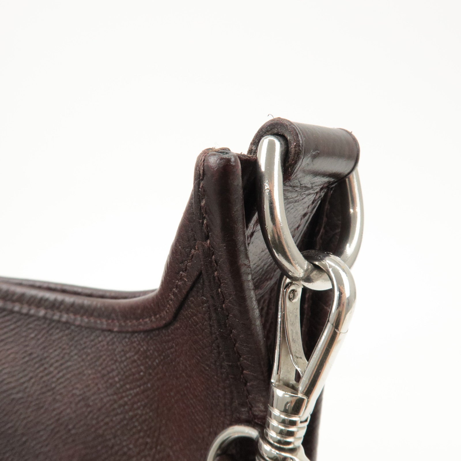 HERMES Evelyn 1GM H Engraved Leather Shoulder Bag Brown Used