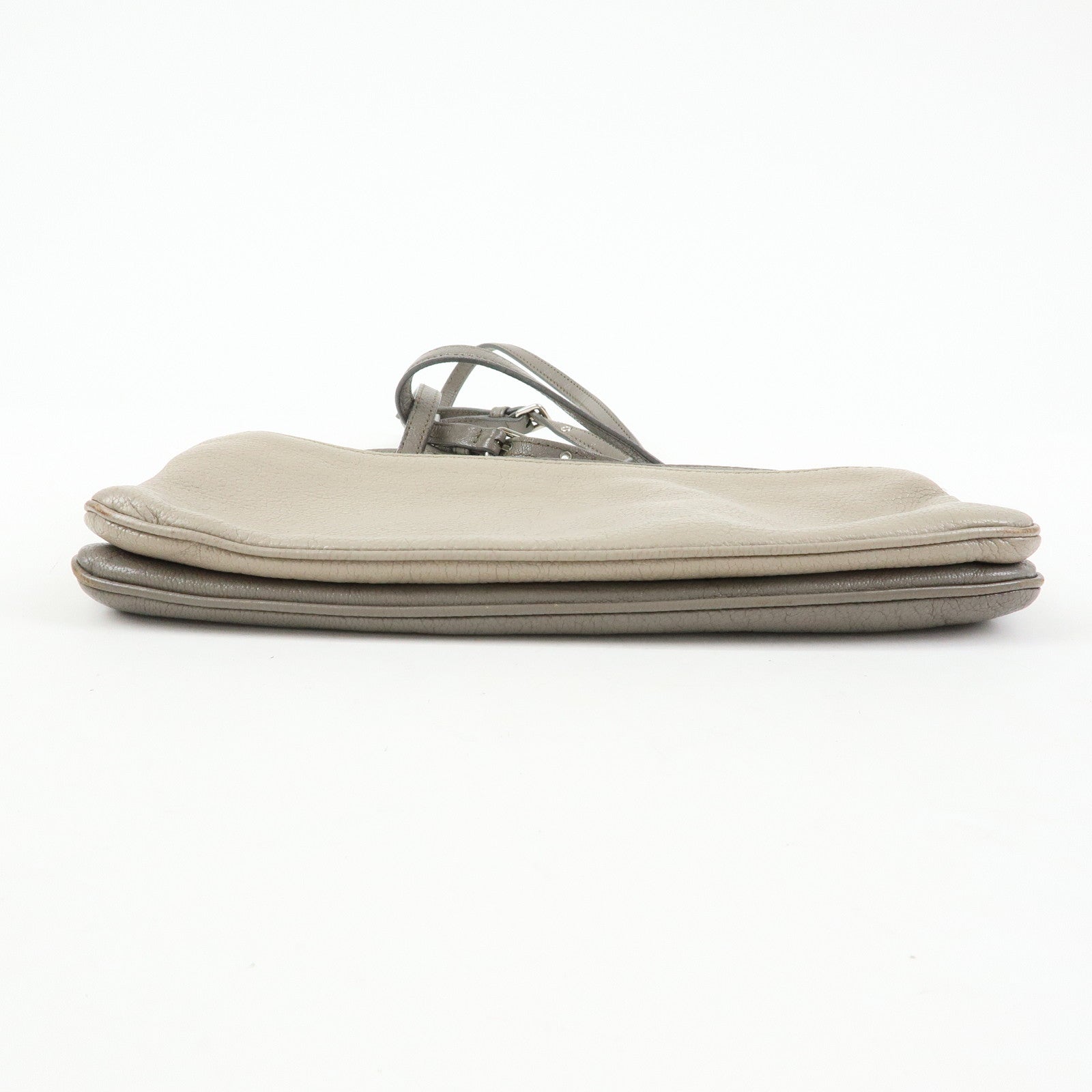 MIU MIU MADRAS Leather Shoulder Bag Crossbody Bag Gray RP0369