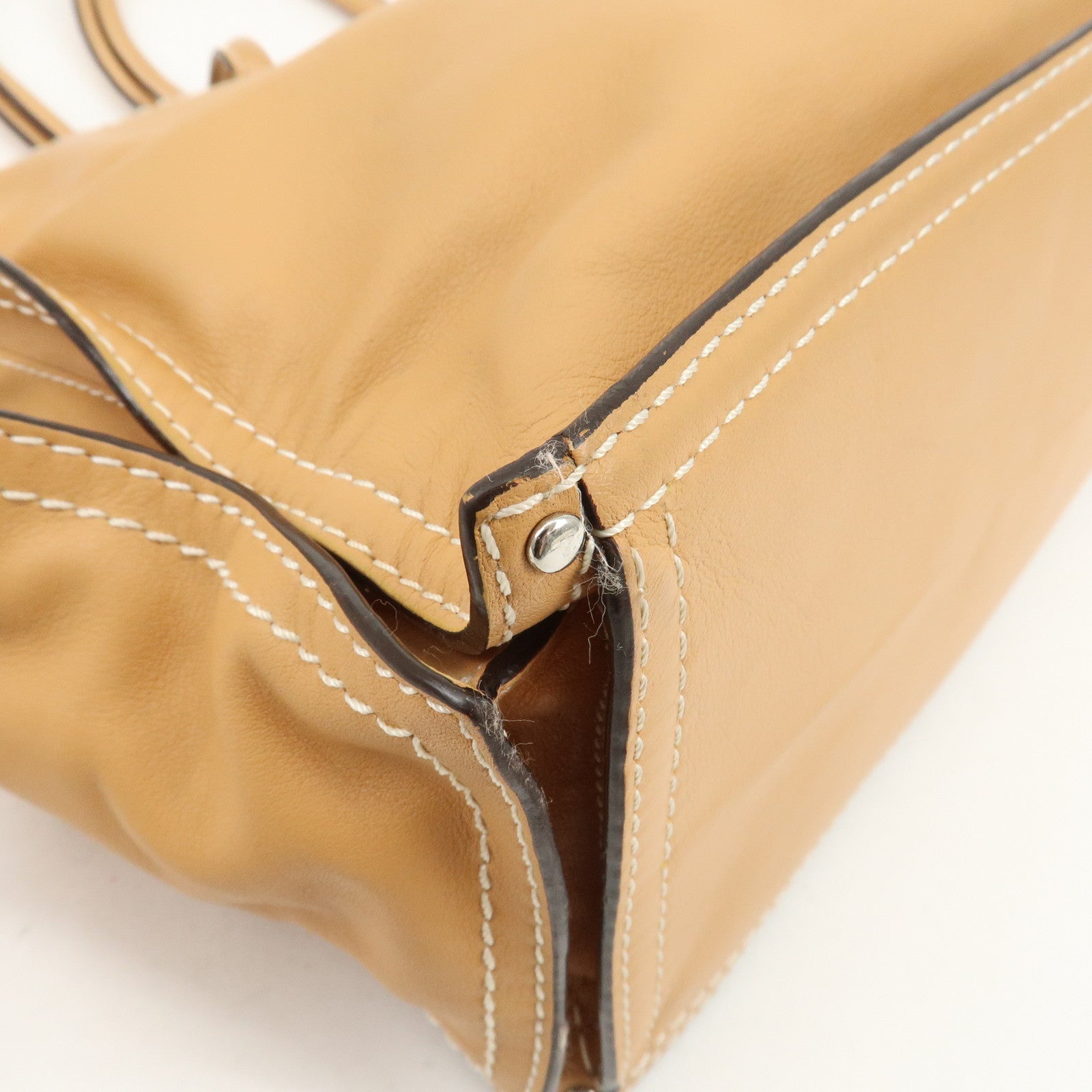 LOEWE Anagram Leather Shopper Tote Bag Hand Bag Light Brown