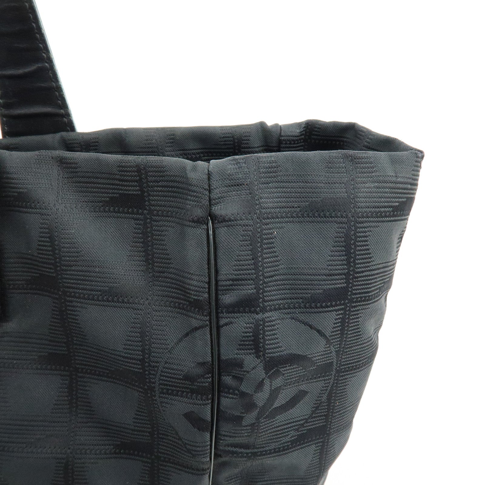 CHANEL New Travel Line Nylon Jacquard Leather Tote Bag A15991