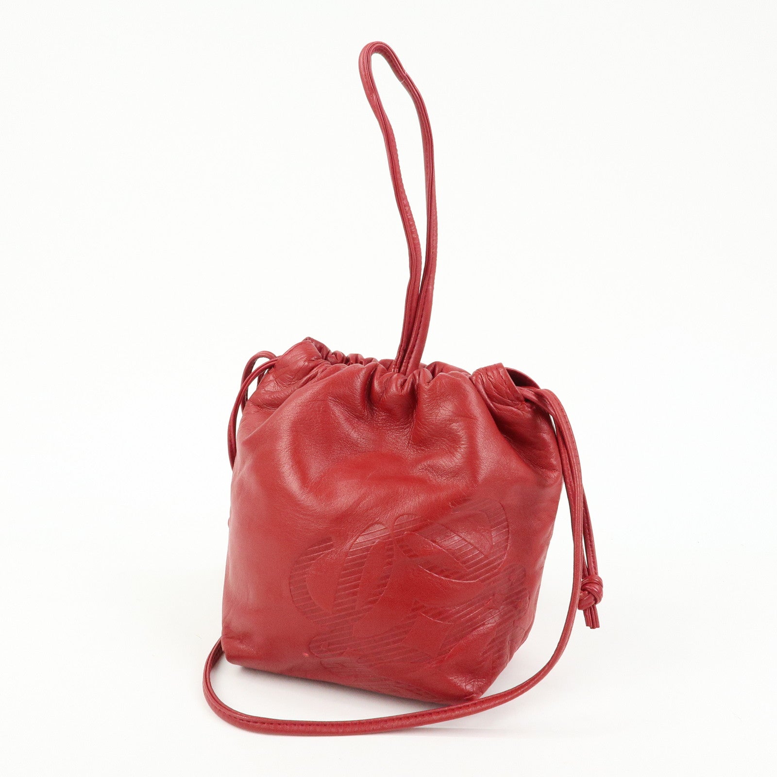 LOEWE Anagram Nappa Leather Shoulder Bag Crossbody Bag Red