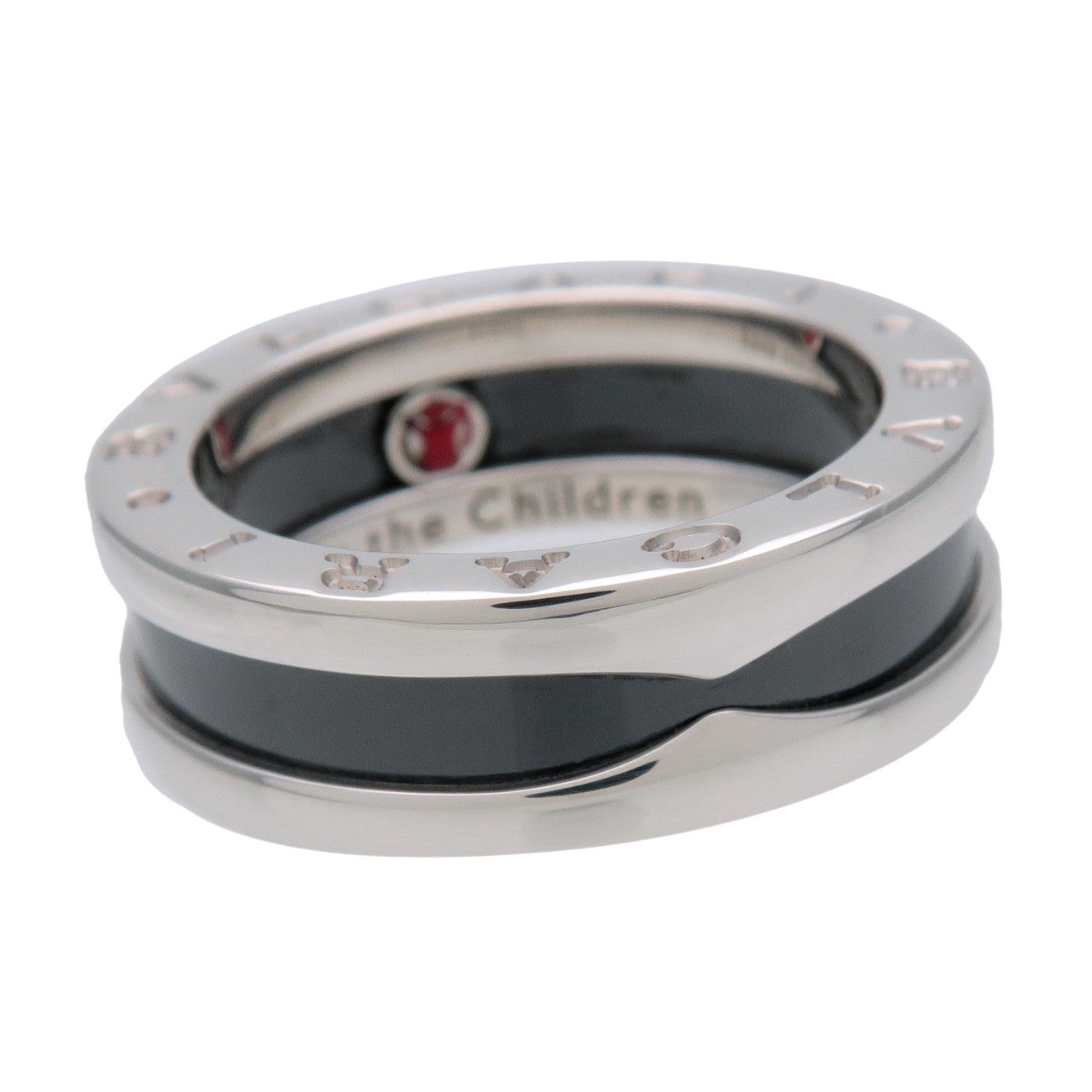 BVLGARI B-Zero1 Save the Children Ring SV925 Black Ceramic US5.5