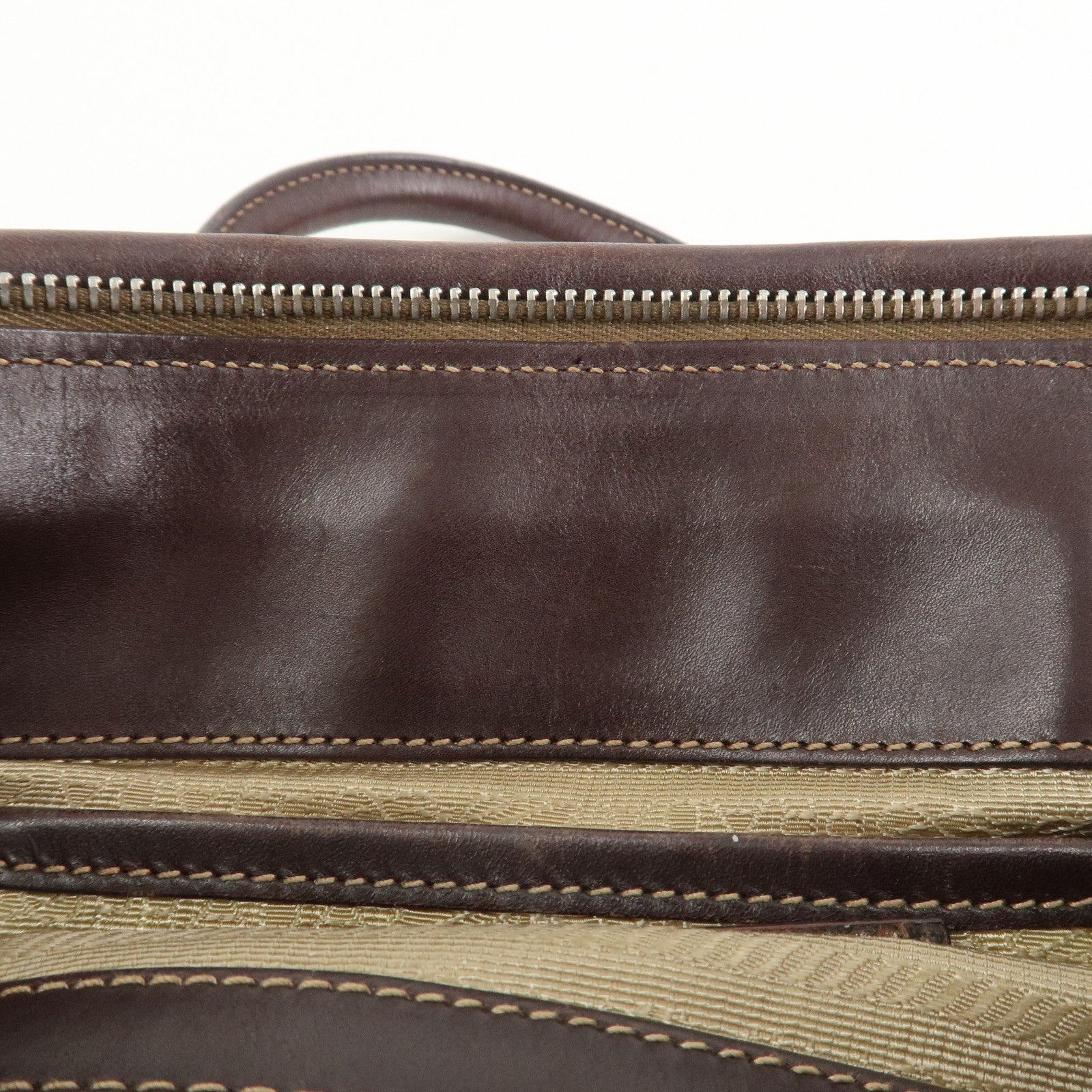 PRADA Logo Canvas Leather 2Way Bag Shoulder Bag Hand Bag Brown
