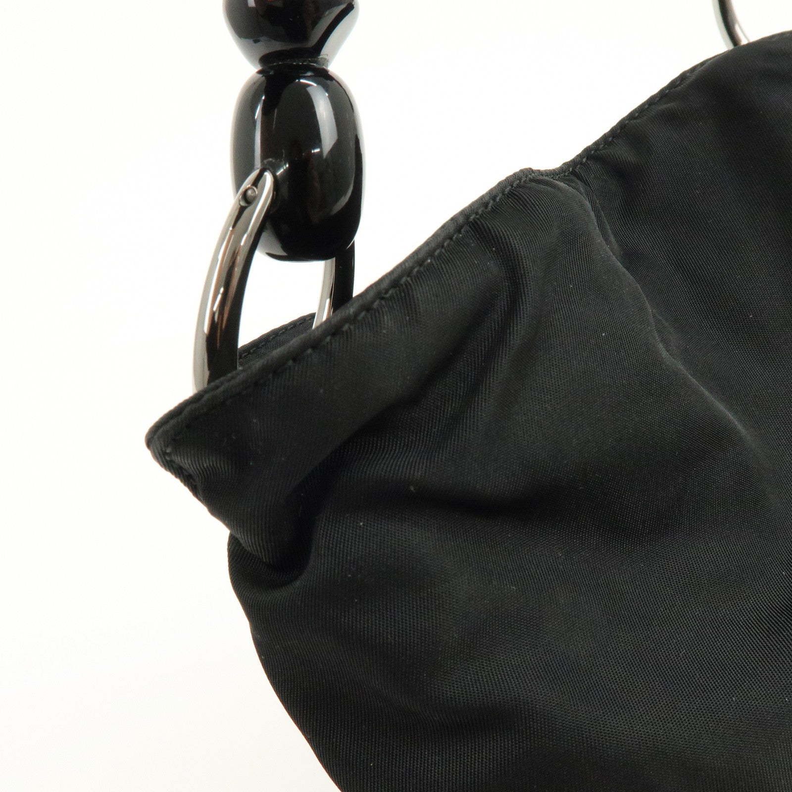 Christian Dior Malice Pearl Nylon Hand Bag Shoulder Bag Black