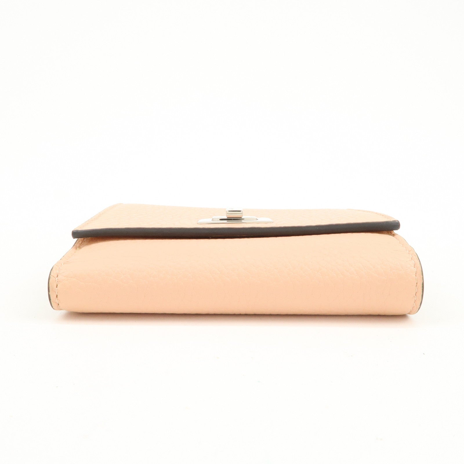 FENDI Peekaboo Leather Bi-fold Compact Wallet Pink Yellow 8M0438