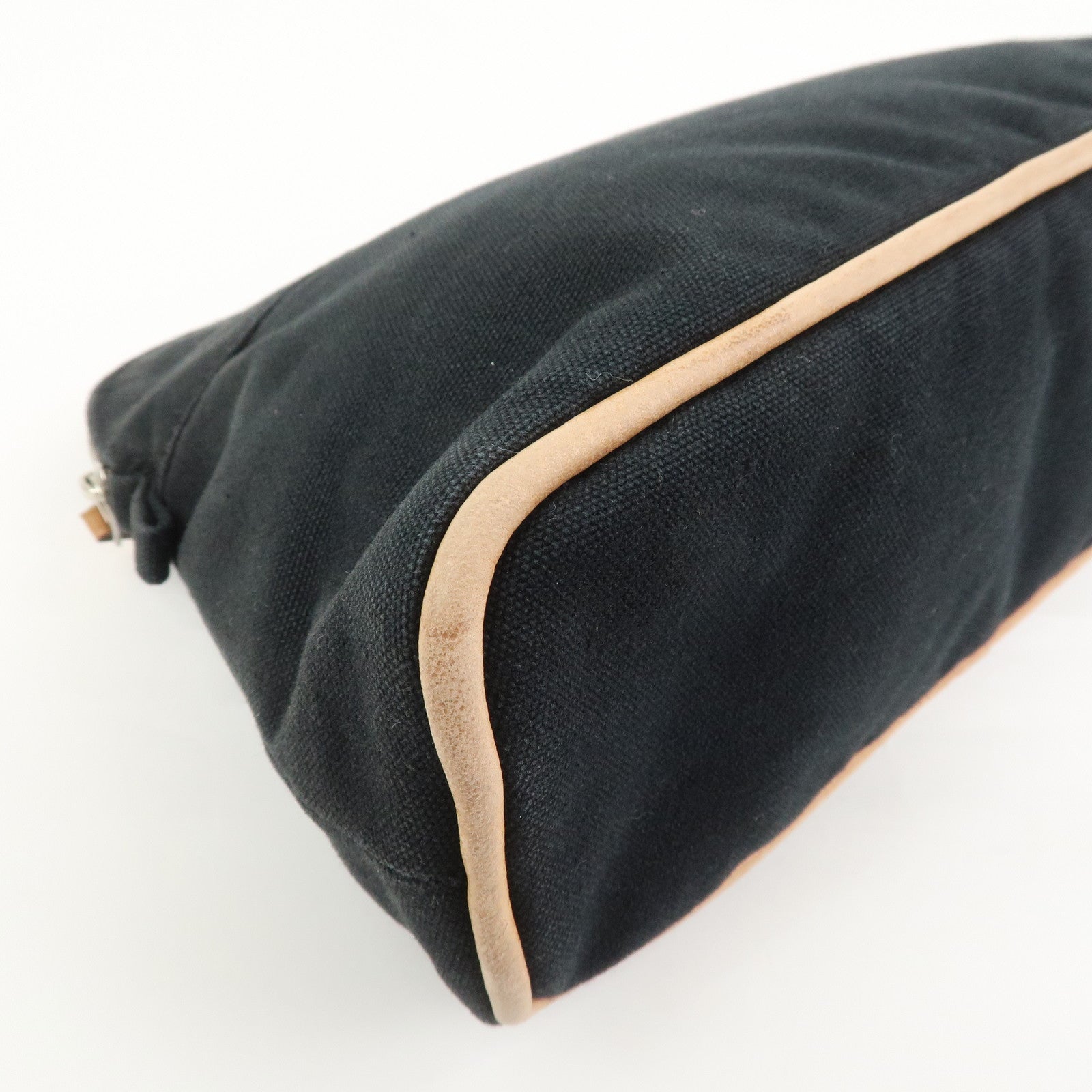 HERMES Canvas Leather Bolide Pouch MM Cosmetic Pouch Black