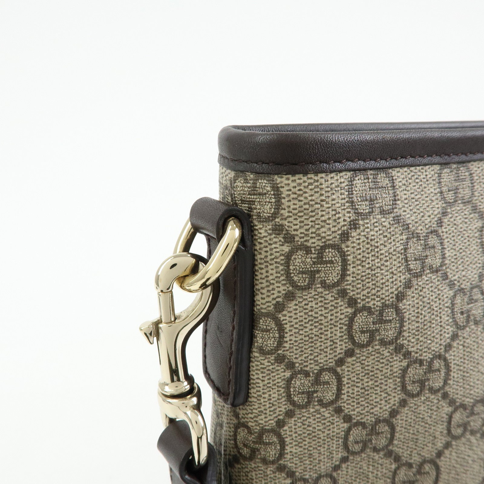 GUCCI GG Supreme Leather Shoulder Bag Beige Brown 388924