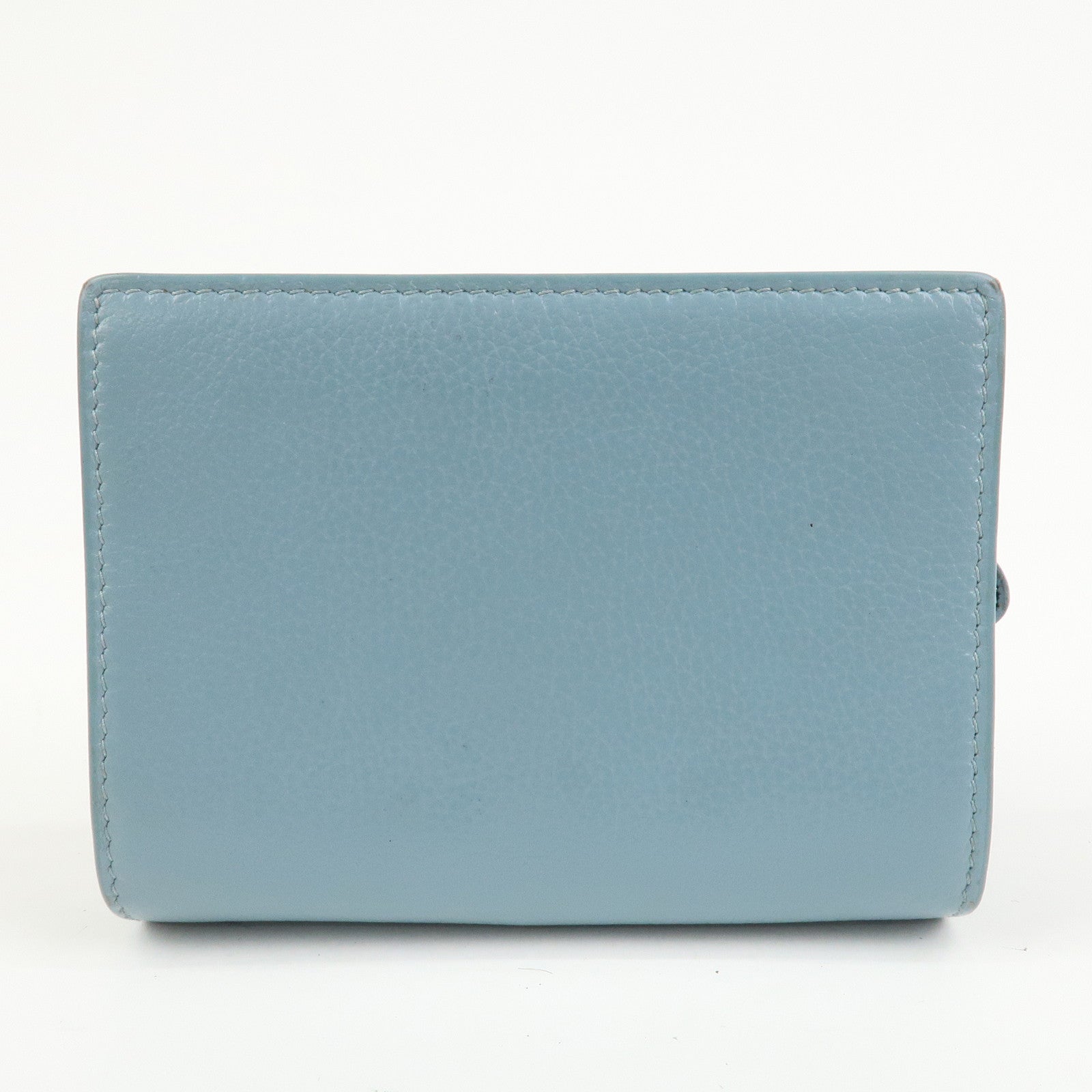BALENCIAGA Leather Bi-Fold Compact Wallet Light Blue