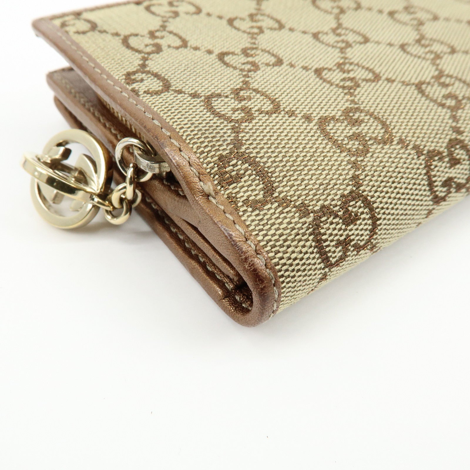GUCCI Interlocking G GG Canvas Leather Long Wallet Light Brown