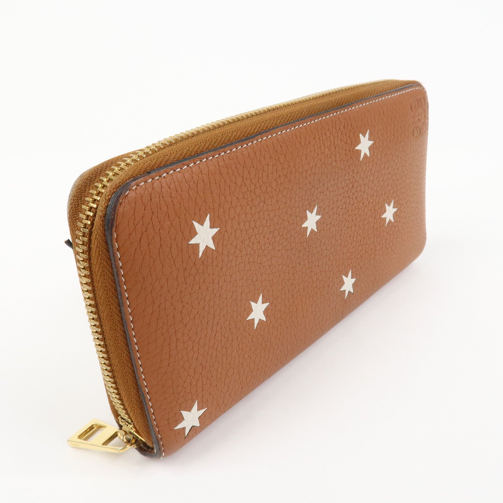 LOEWE Anagram Leather Round Zippy Wallet Long Wallet Camel
