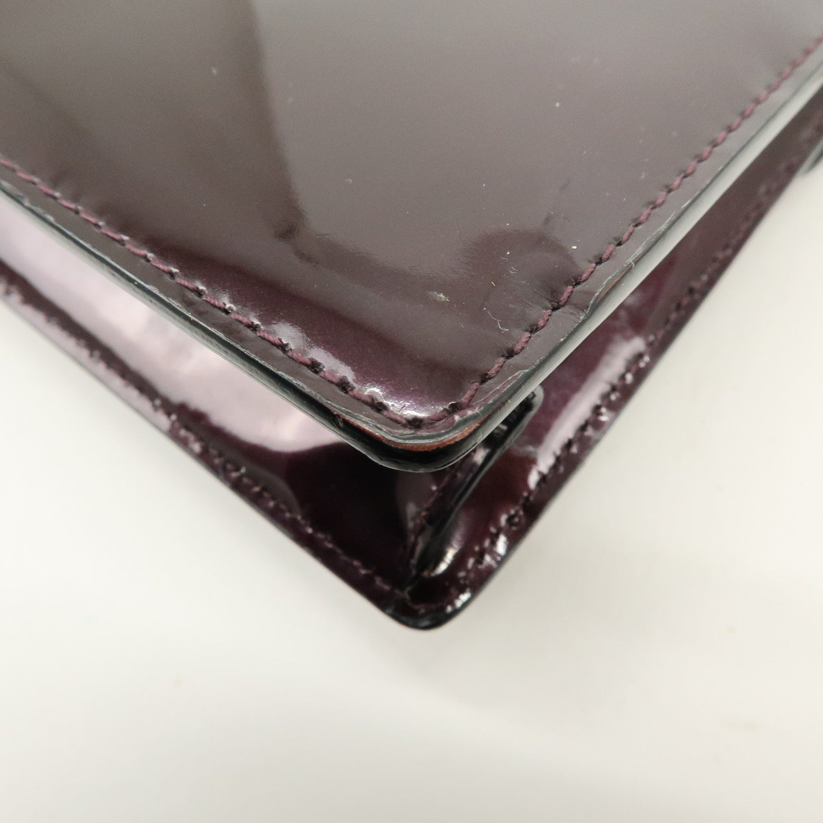 BVLGARI Serpenti Forever Patent Leather Chain Wallet Purple