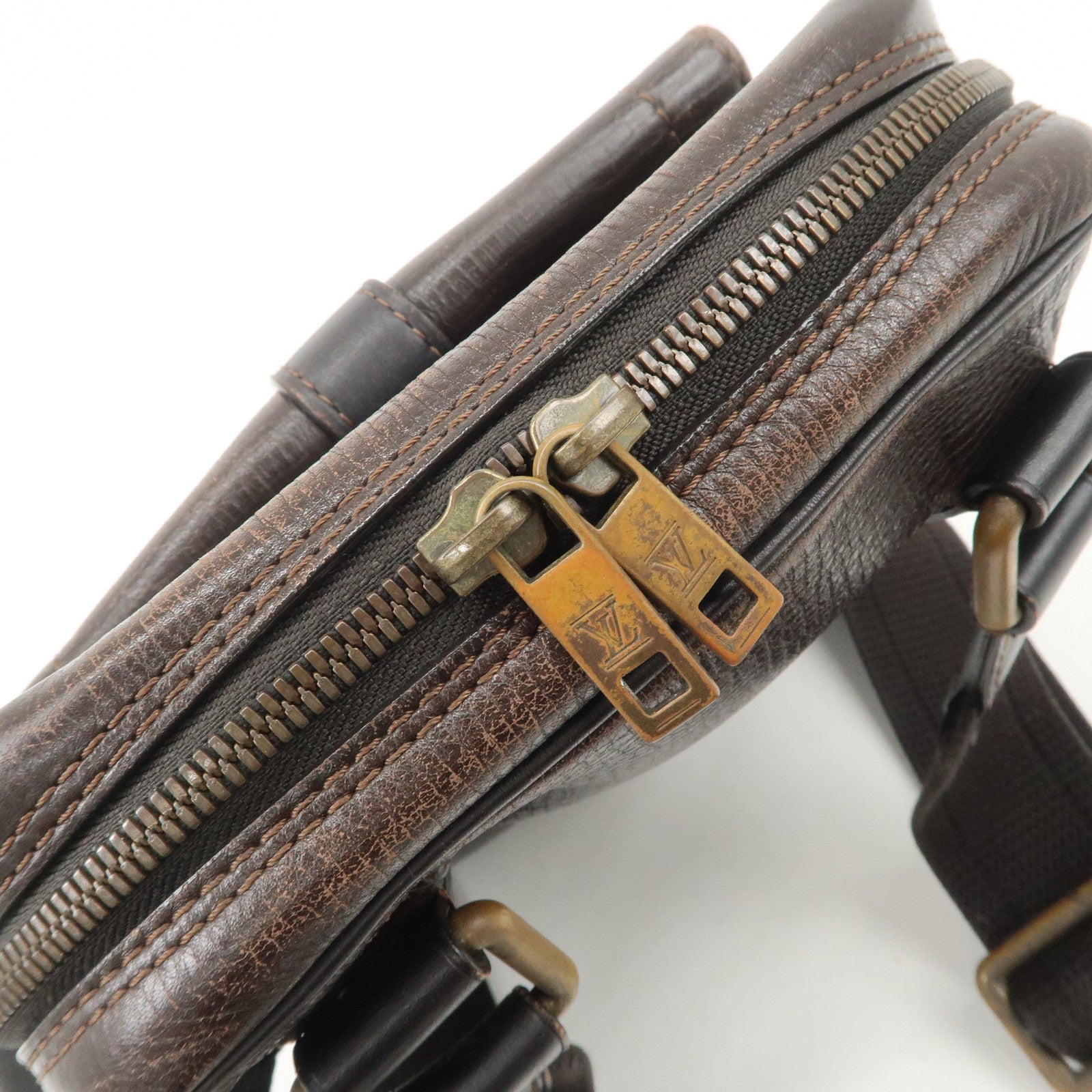 Louis Vuitton Utah Leather Irokuwa Crossbody Bag Cafe M92534 Used