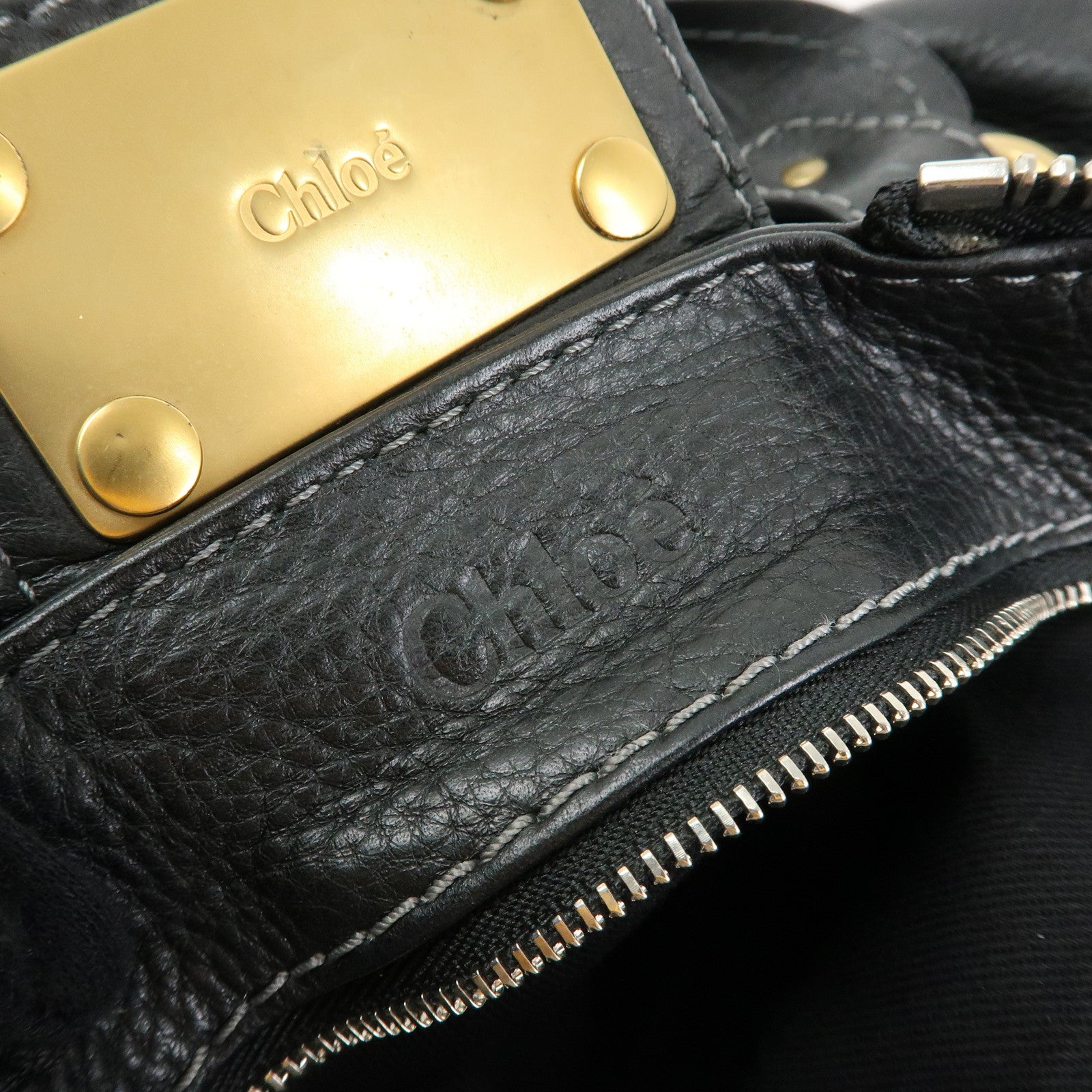 Chloe Paddington Leather Tote Bag Hand Bag Black