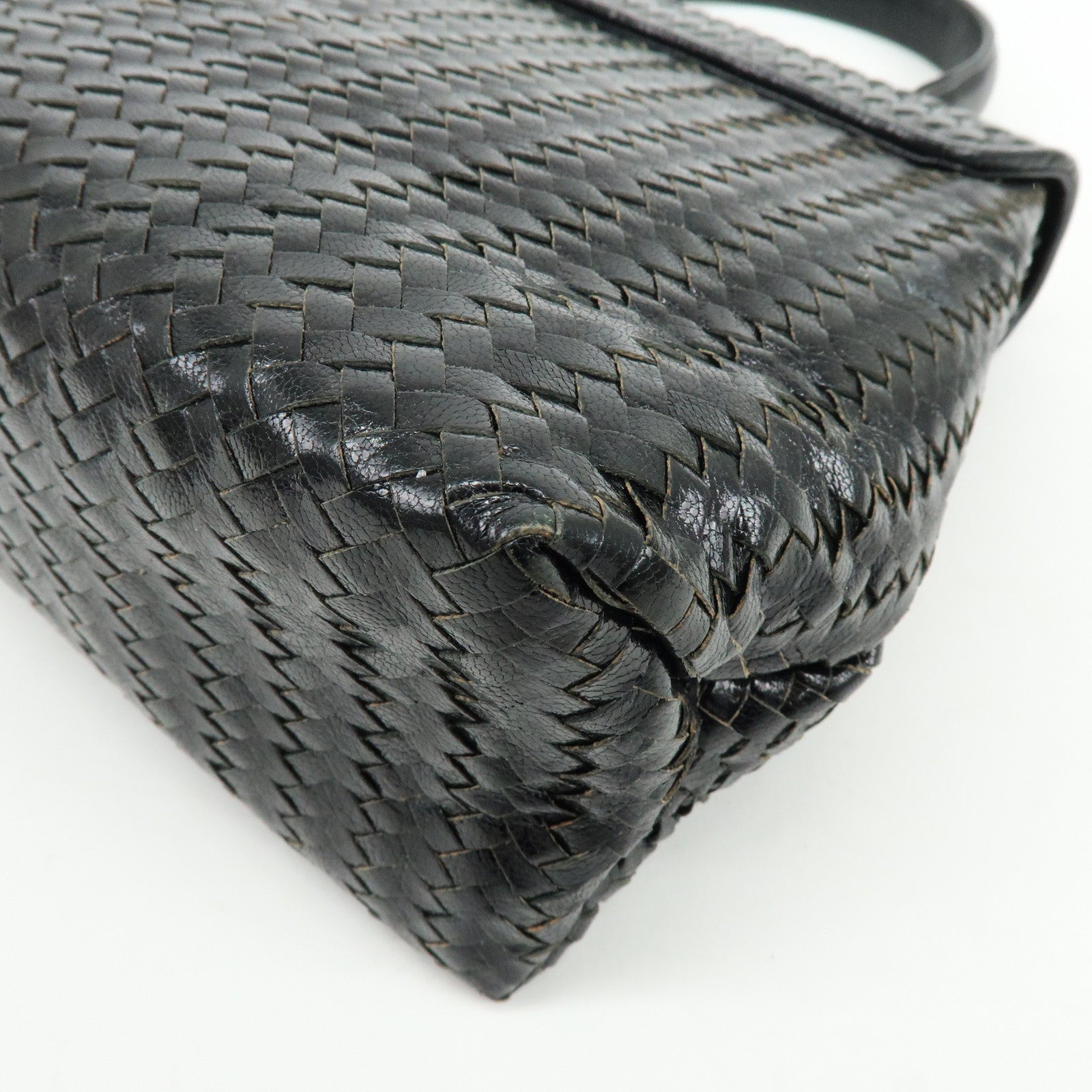FENDI Leather 2Way Bag Hand Bag Shoulder Bag Black c-13742-2