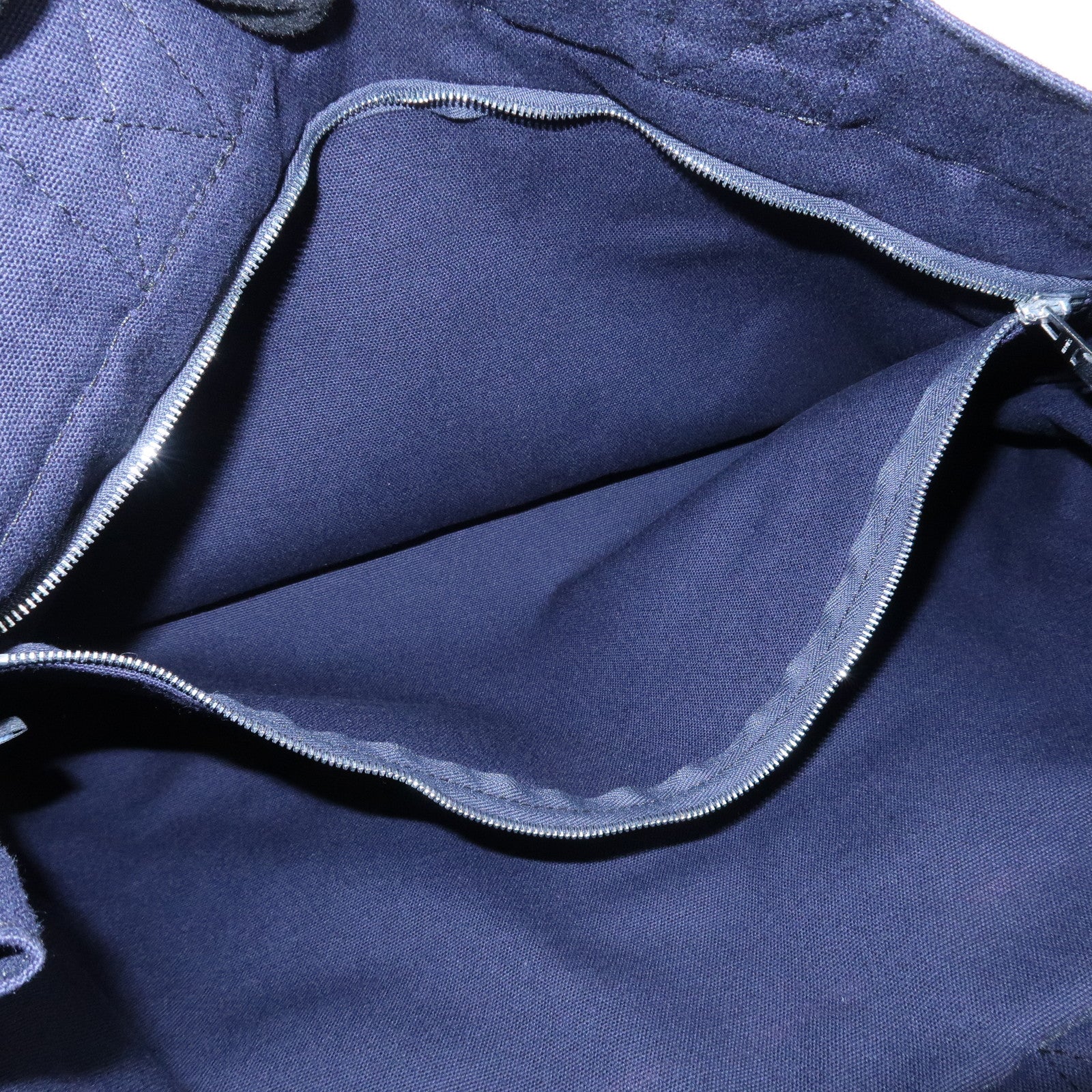 HERMES Fourre Tout MM Canvas Tote Bag Hand Bag Black Navy