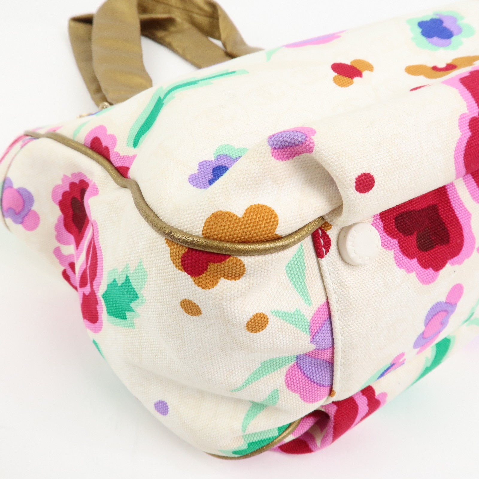 CHANEL Canvas Lamb Skin Tote Bag Shoulder Bag Flora A25388