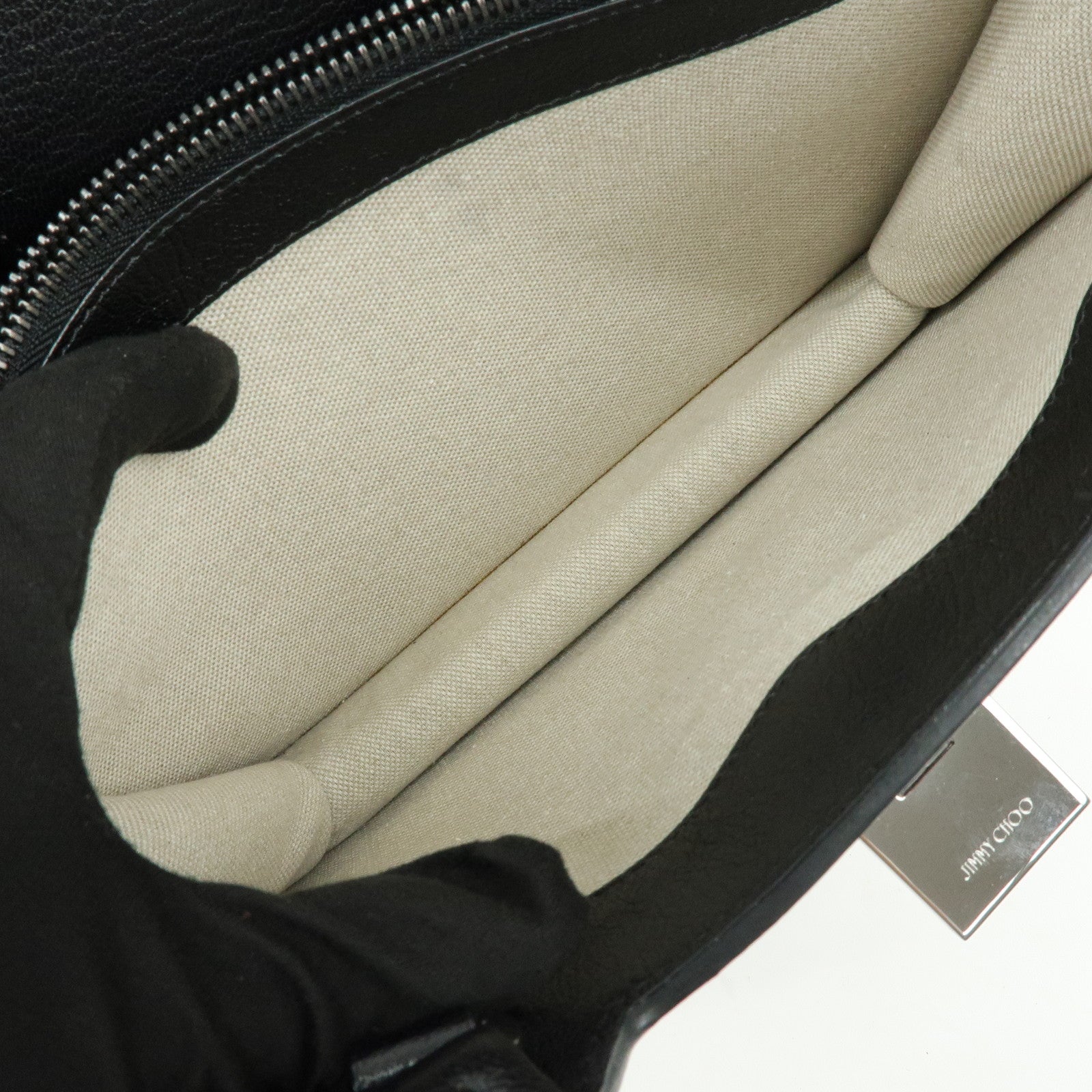 JIMMY CHOO Rebel Bag Leather Hand Bag Black