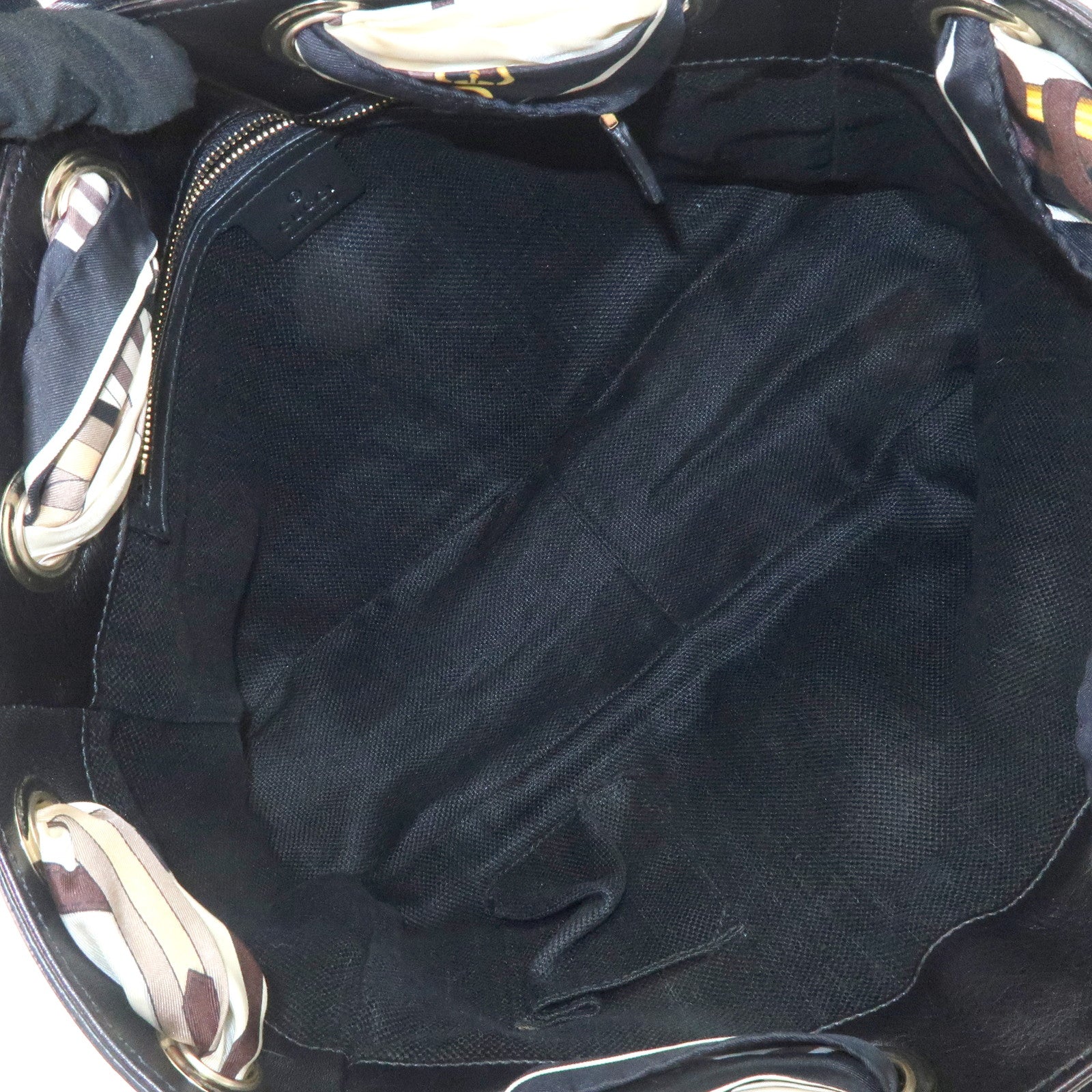 GUCCI Canvas Leather Hand Bag Tote Bag Black 163861