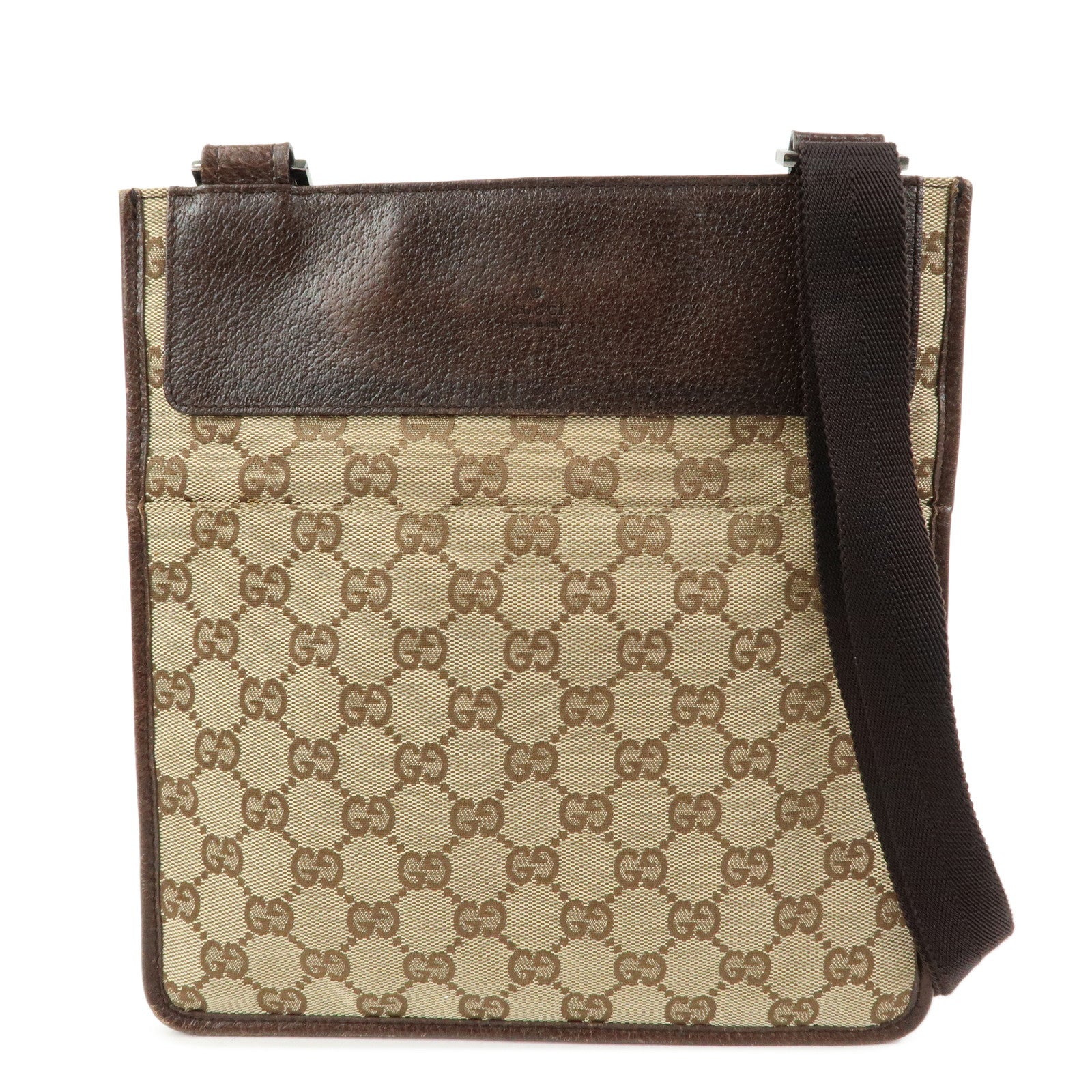 GUCCI GG Canvas Leather Shoulder Crossbody Bag Beige Brown 27639