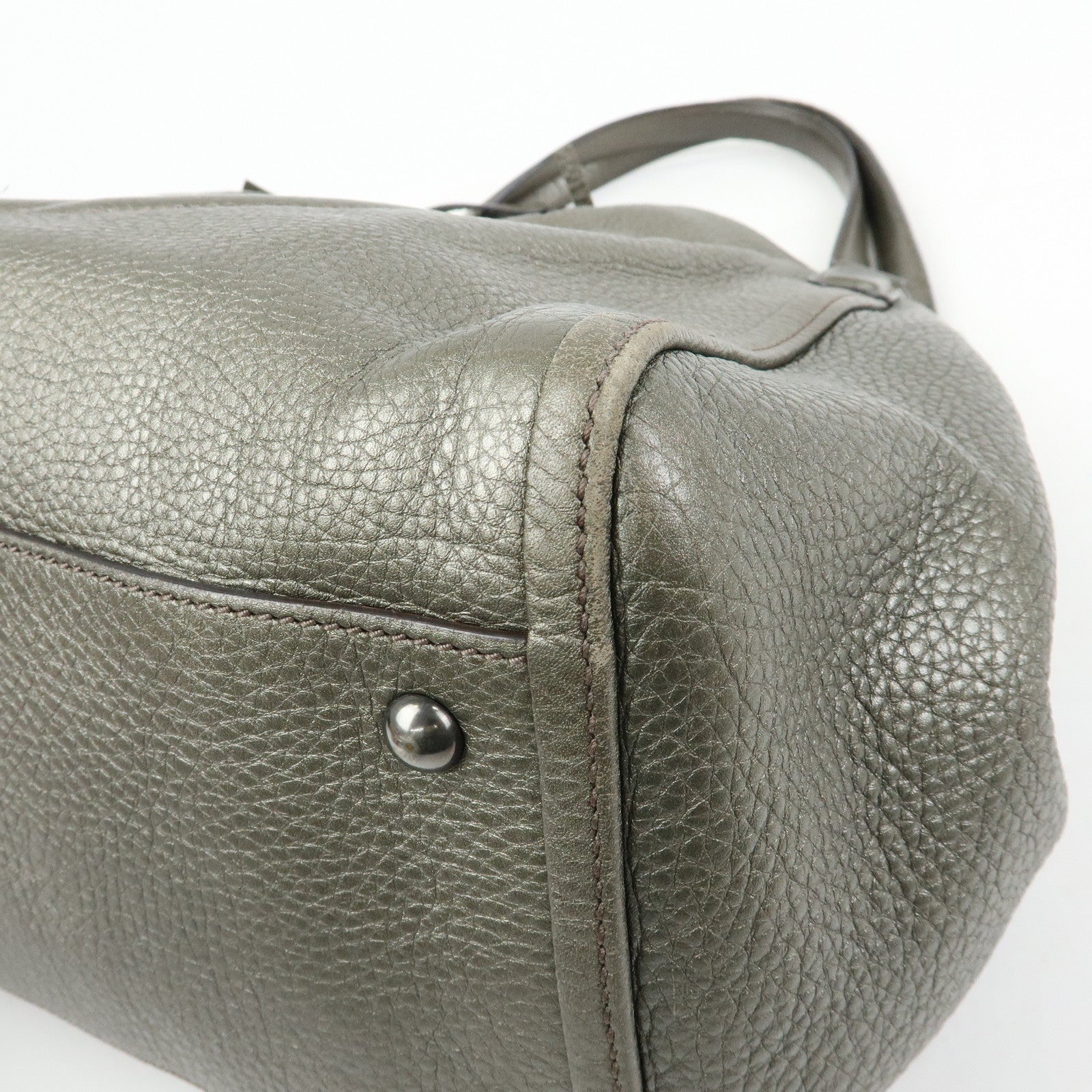 GUCCI SOHO Interlocking G Leather Tote Bag Hand Bag Silver 282309