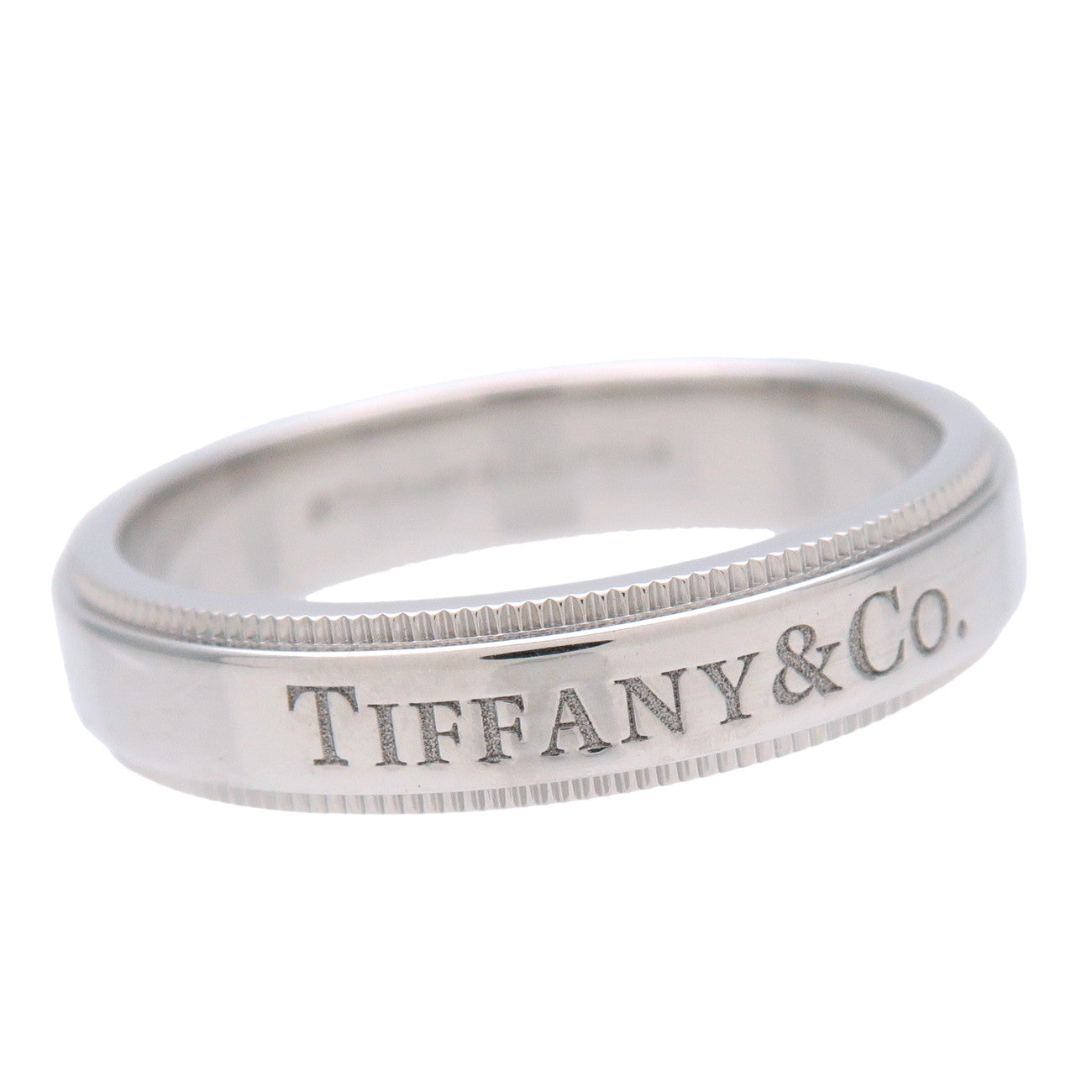 Tiffany & Co Milgrain Band Ring 4mm PT950 Platinum US7 EU54 HK15