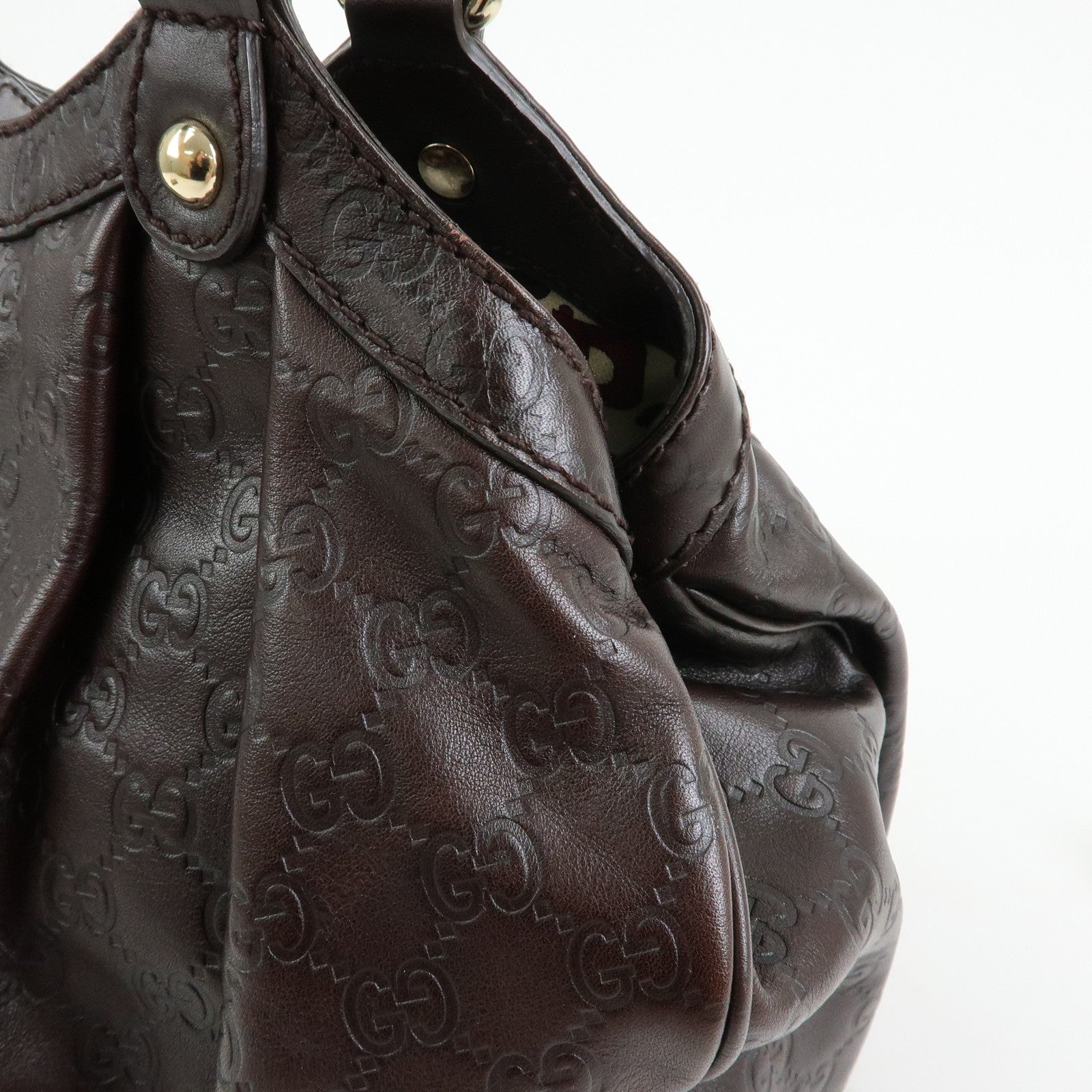 GUCCI Sukey Guccissima Leather Tote Bag Hand Bag Dark Brown 211944