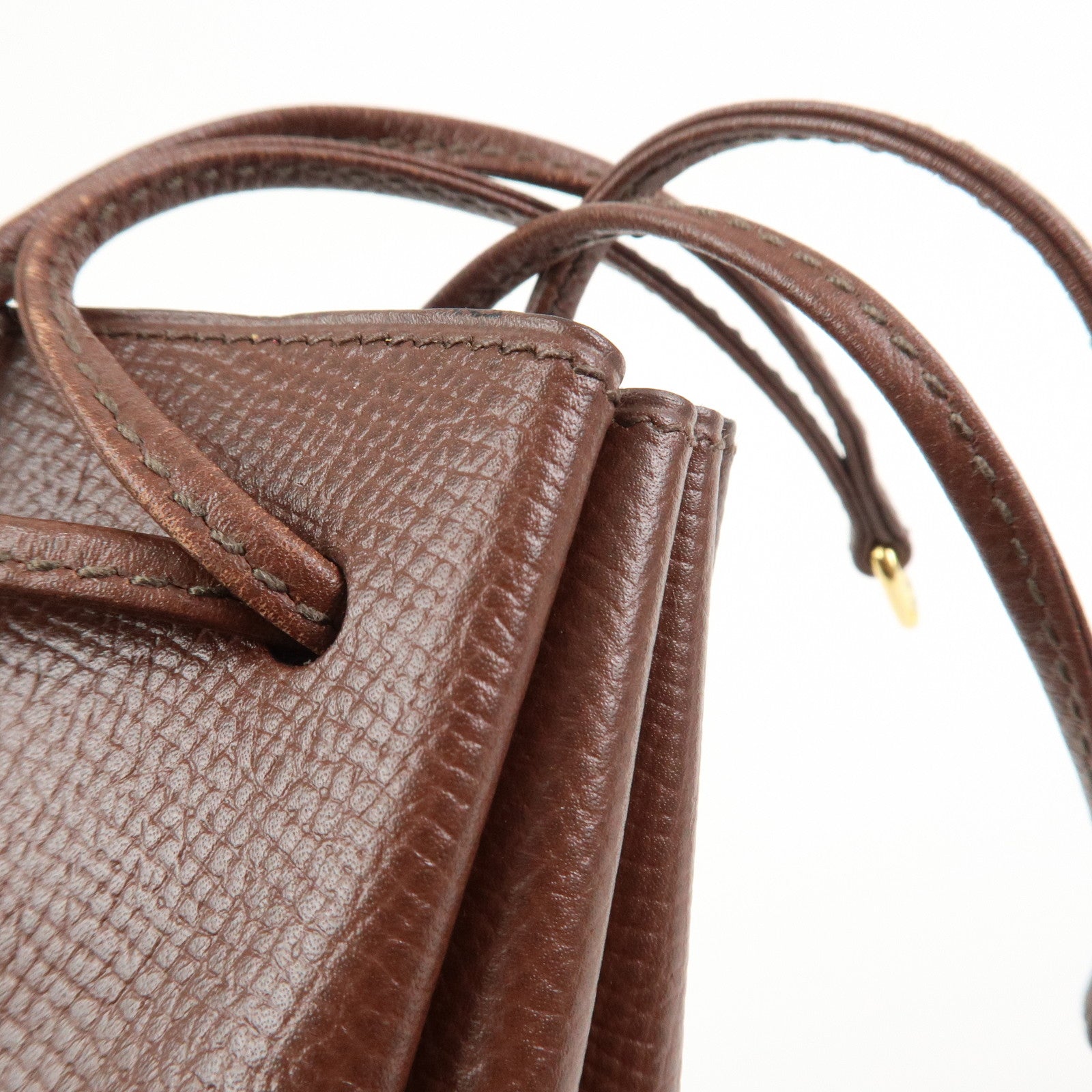 HERMES Vespa Courchevel Calf Leather □A Stamped Pouch Hand Bag