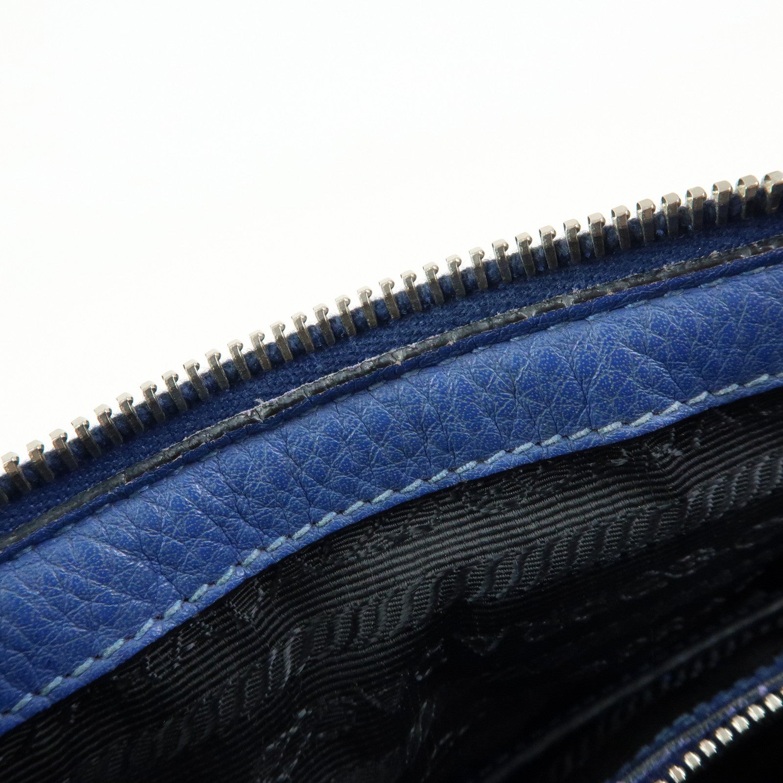 PRADA Leather 2Way Bag Hand Bag Shoulder Bag Blue BL0805