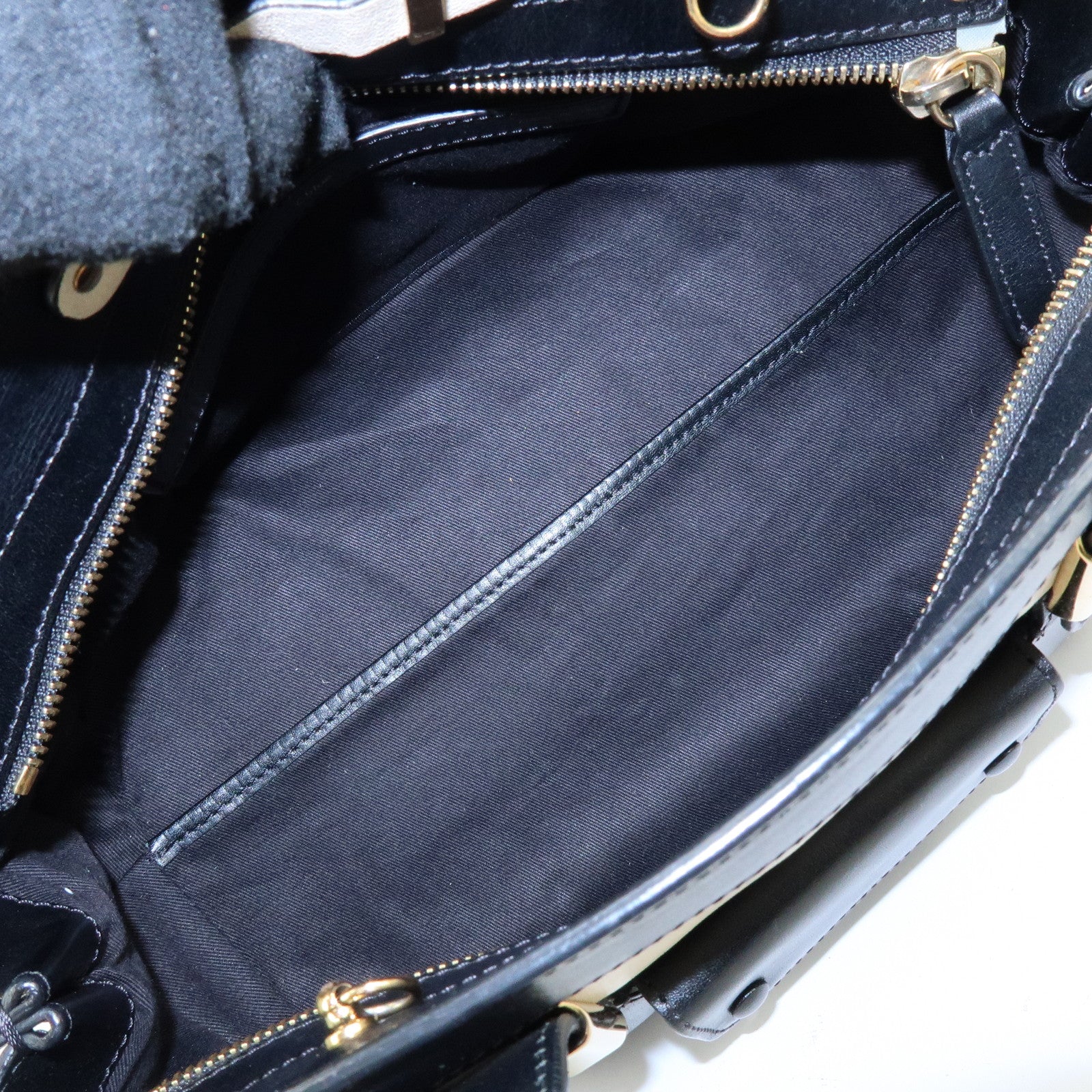 Chloe Alice Leather 2Way Bag Hand Bag Shoulder Bag Ivory Black