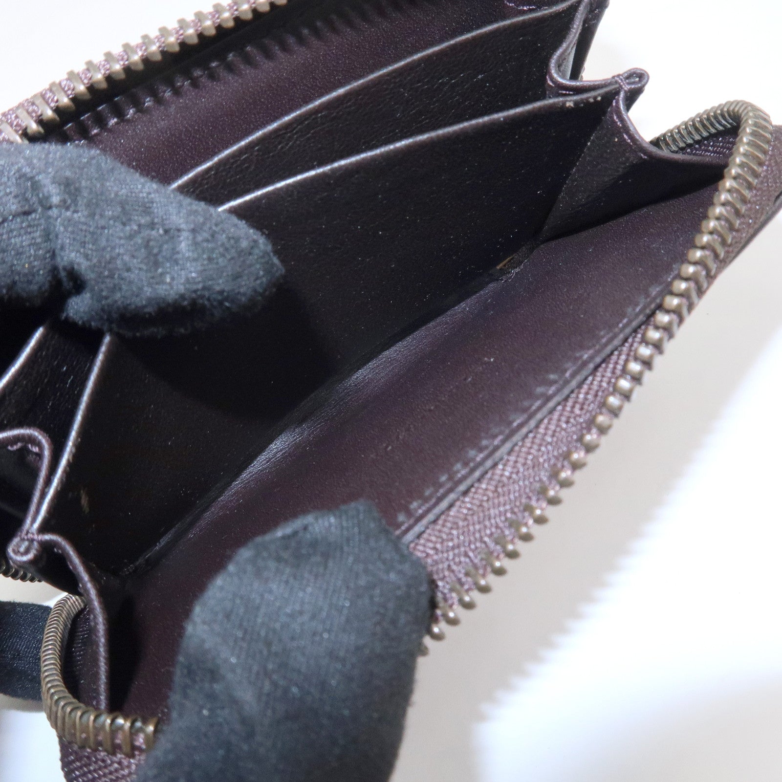 GUCCI Diamante Leather Coin Case Coin Wallet Brown Gold 337689